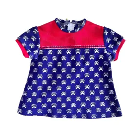 1960s Red / Navy "Kitten" Baby Dress / 6-9 Months