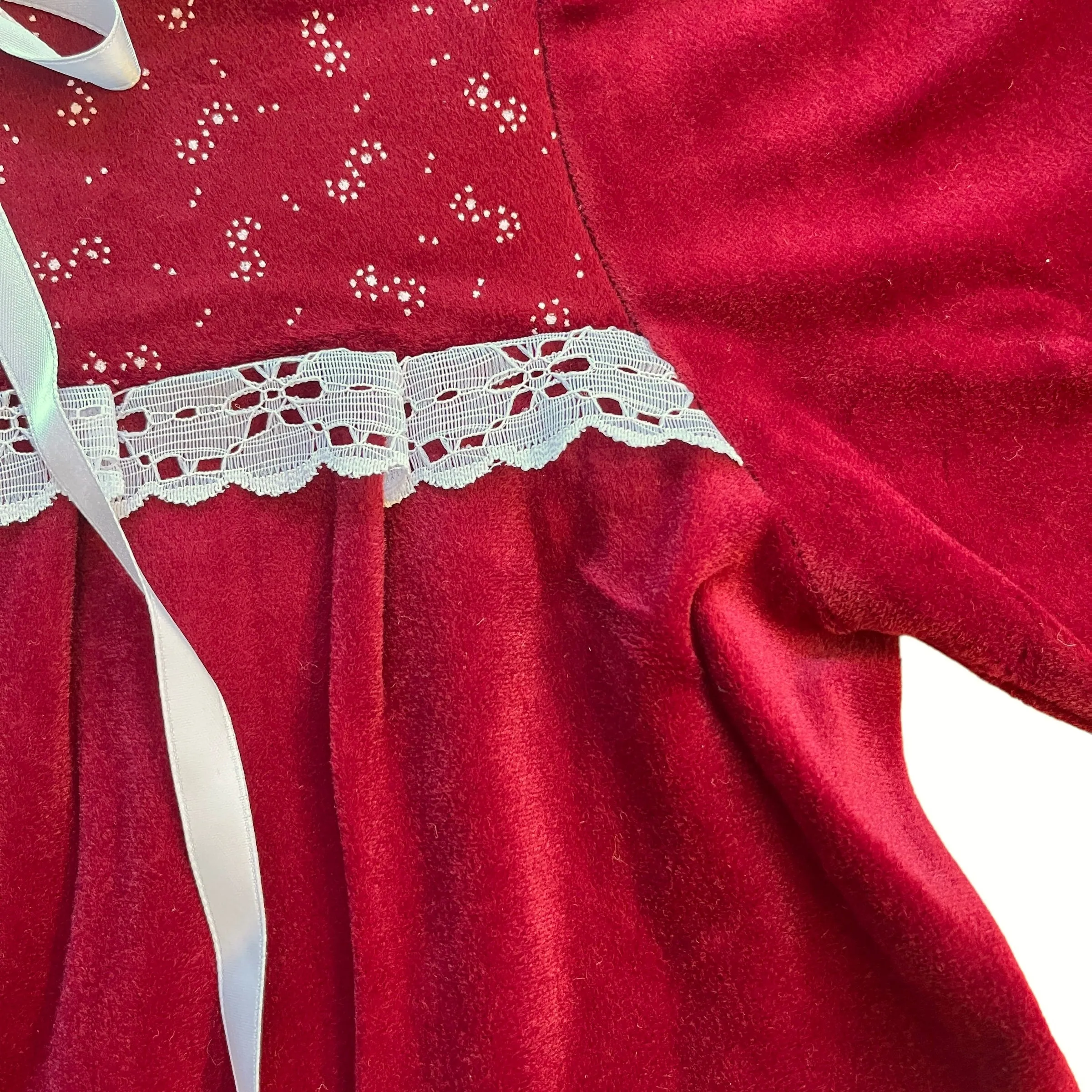 1970's  Dark Red Velvet Dress / 6-8Y