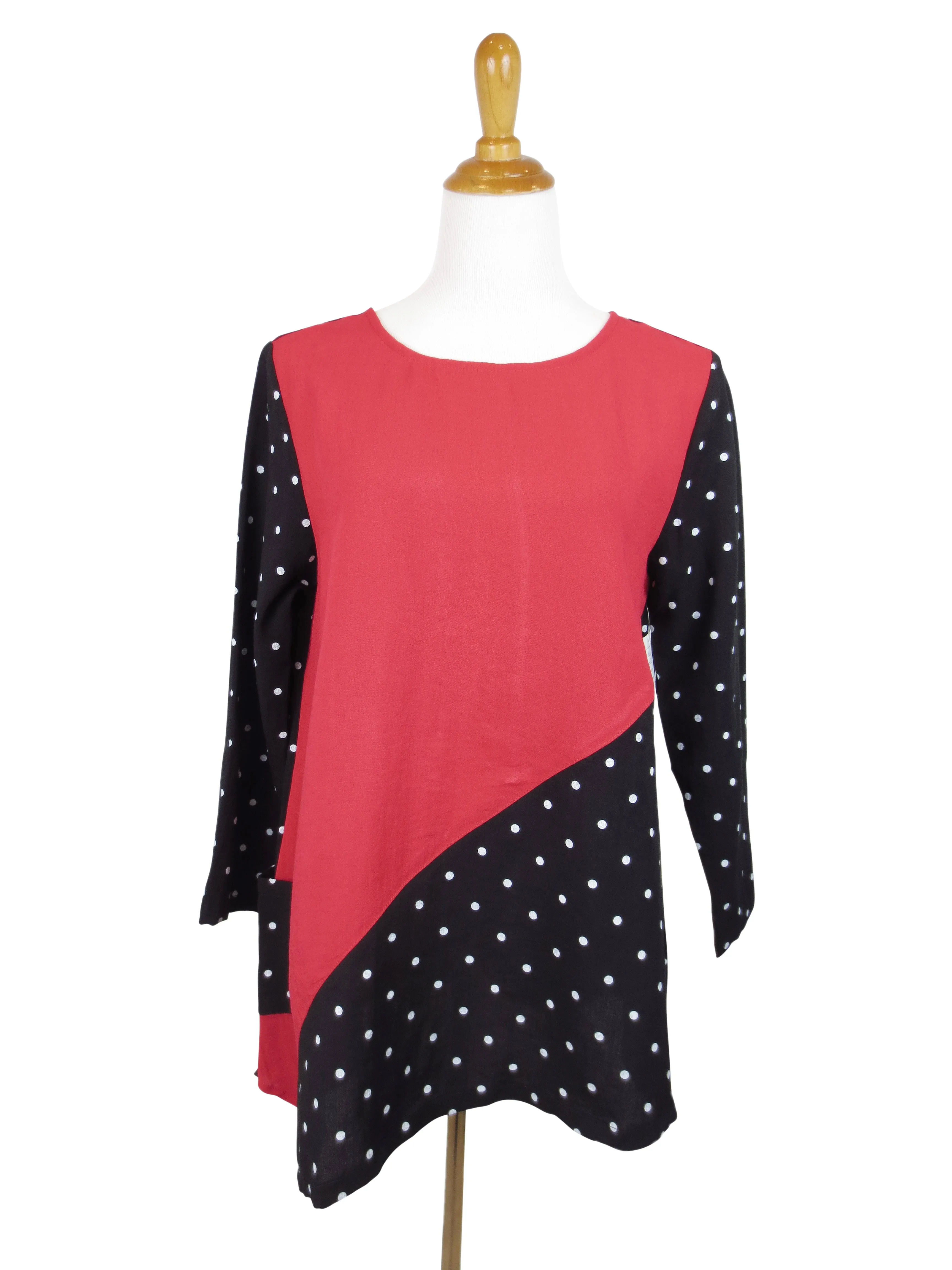 AA232 - Reversible Polka Dot Linen Tunic