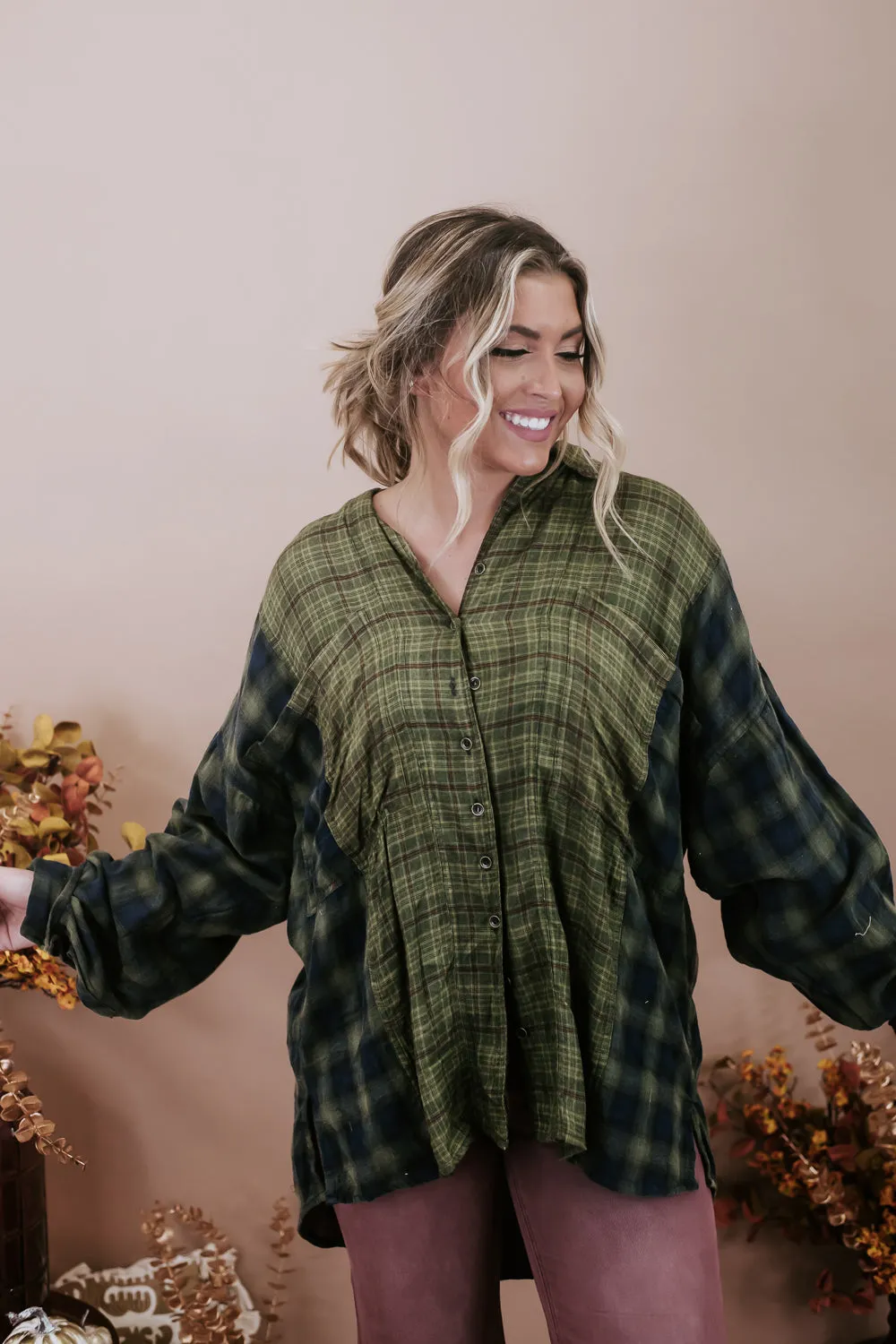 Acid Washed Button Down Flannel, Green