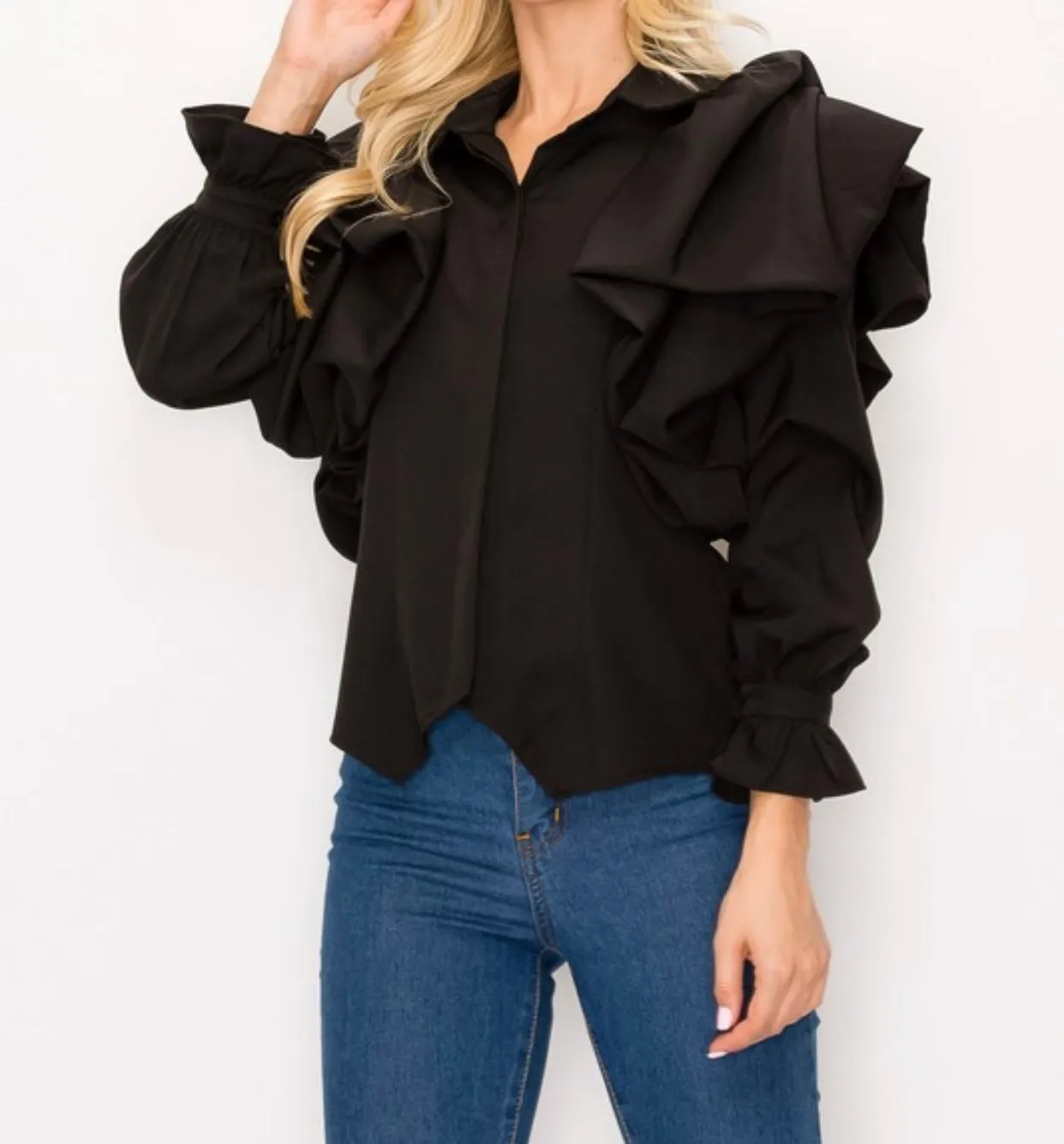 Adorable Button Down Ruffled Shirt