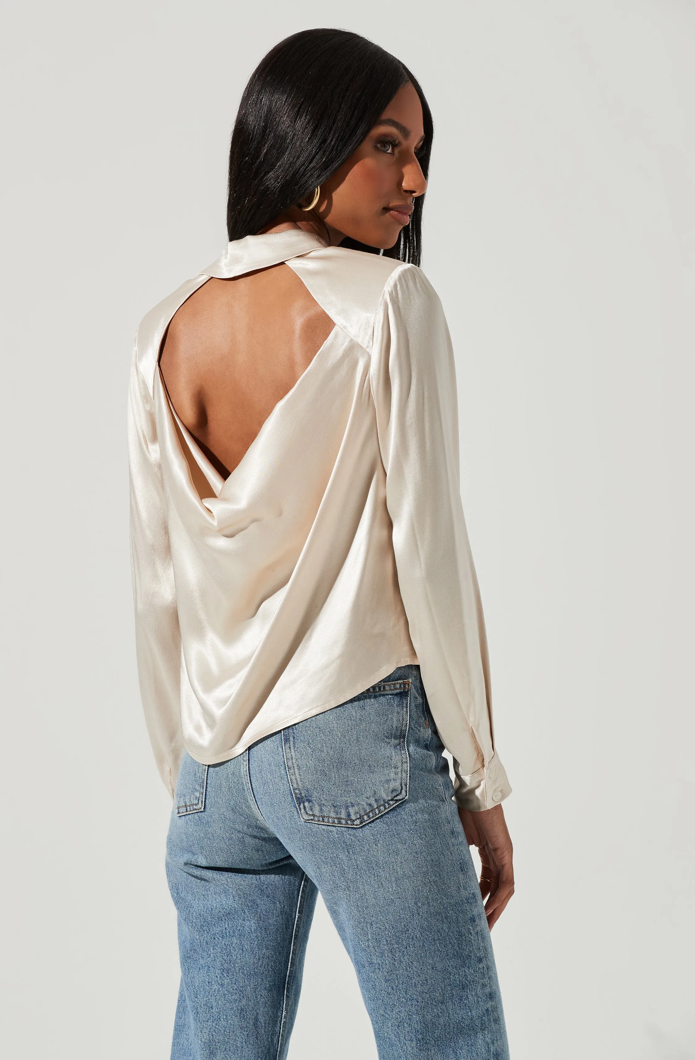 Aldina Open Back Button Down Top