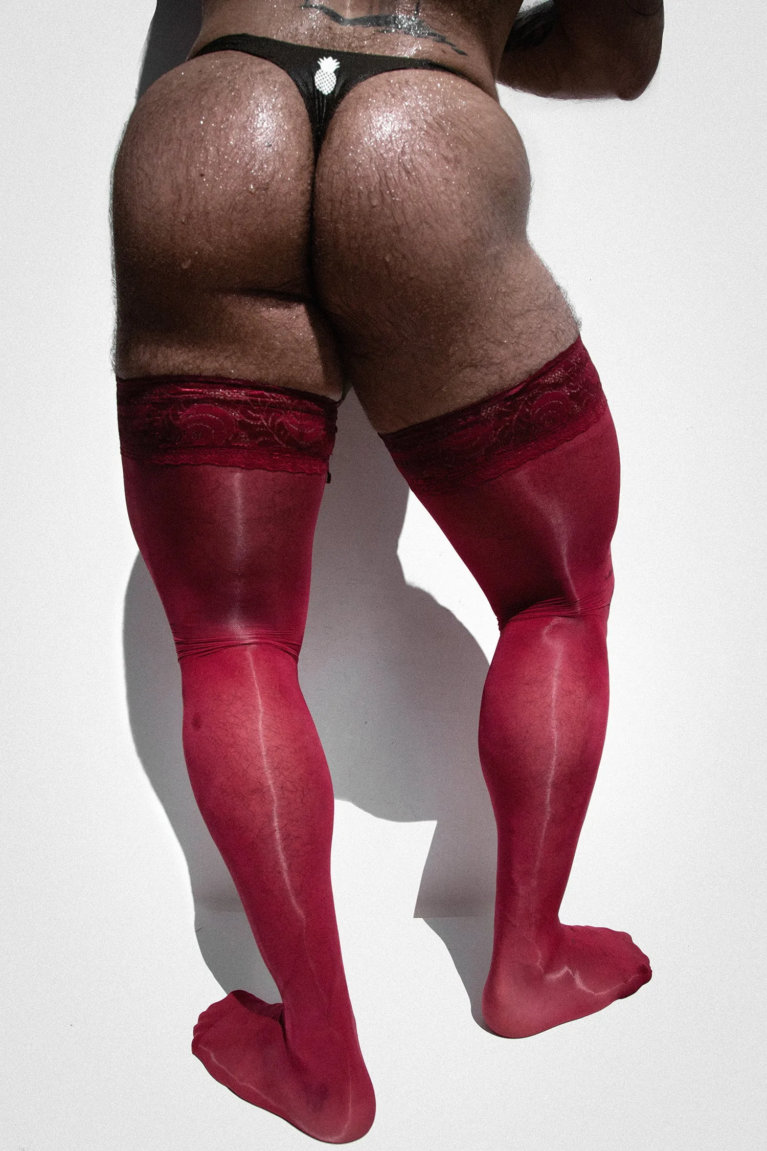 Allure Lace-Top Stockings - Crimson