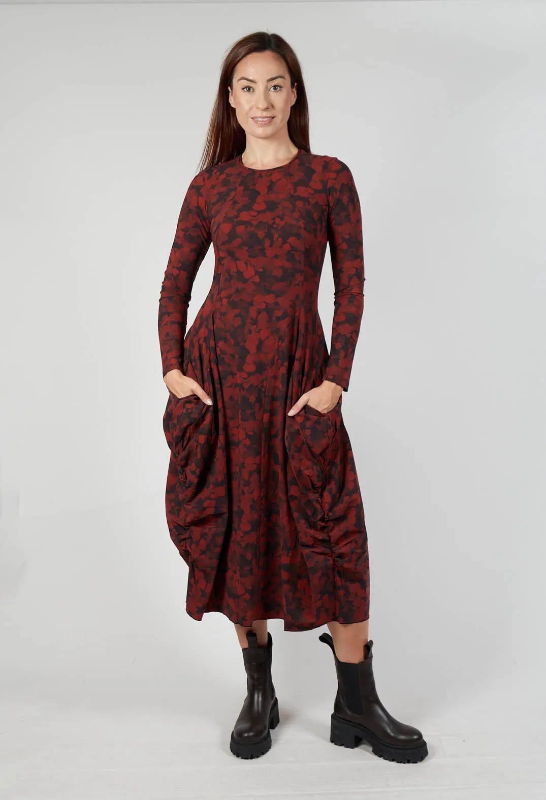 At Length Dress in Red Floral