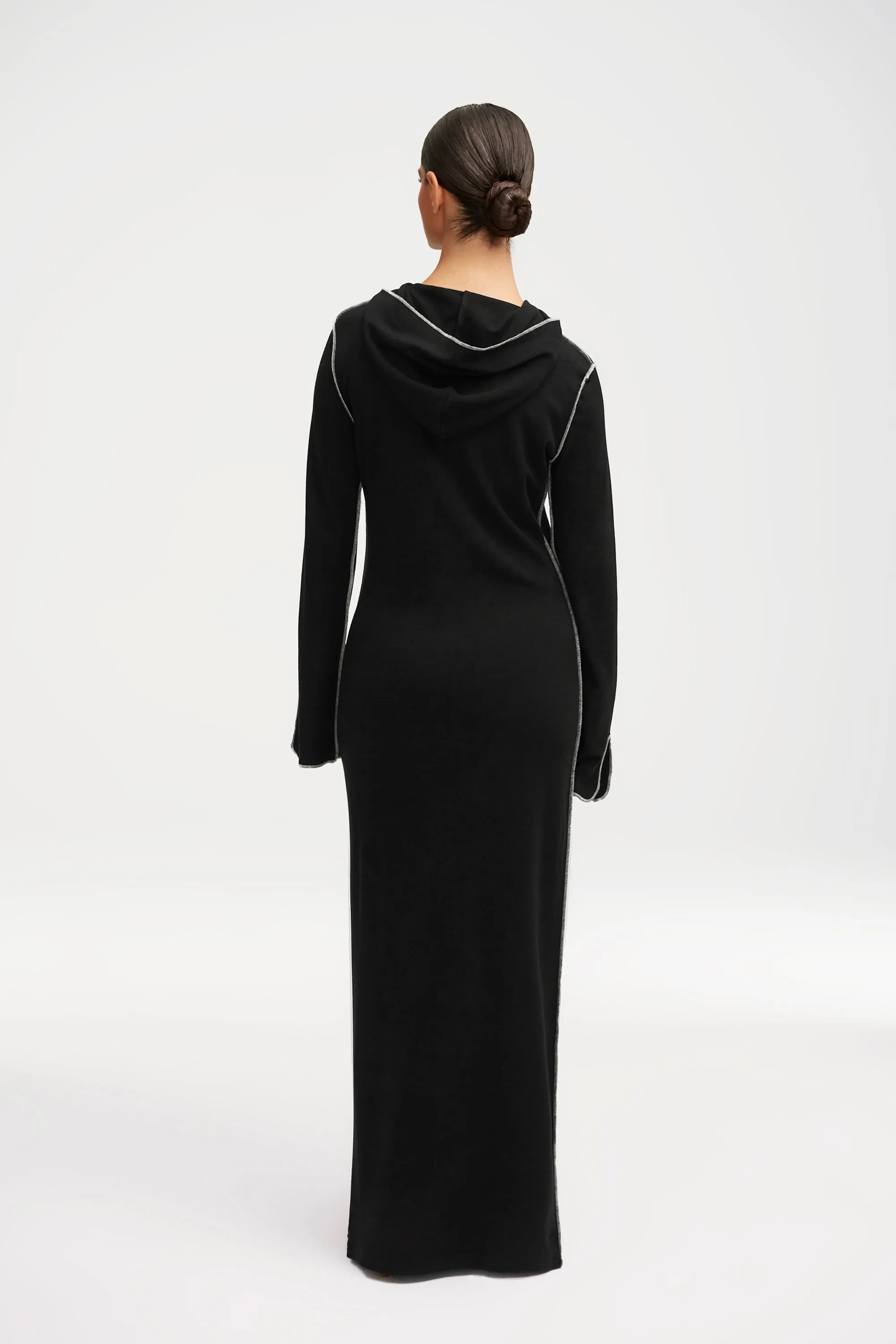 Ava Sweater Hoodie Maxi Dress - Black