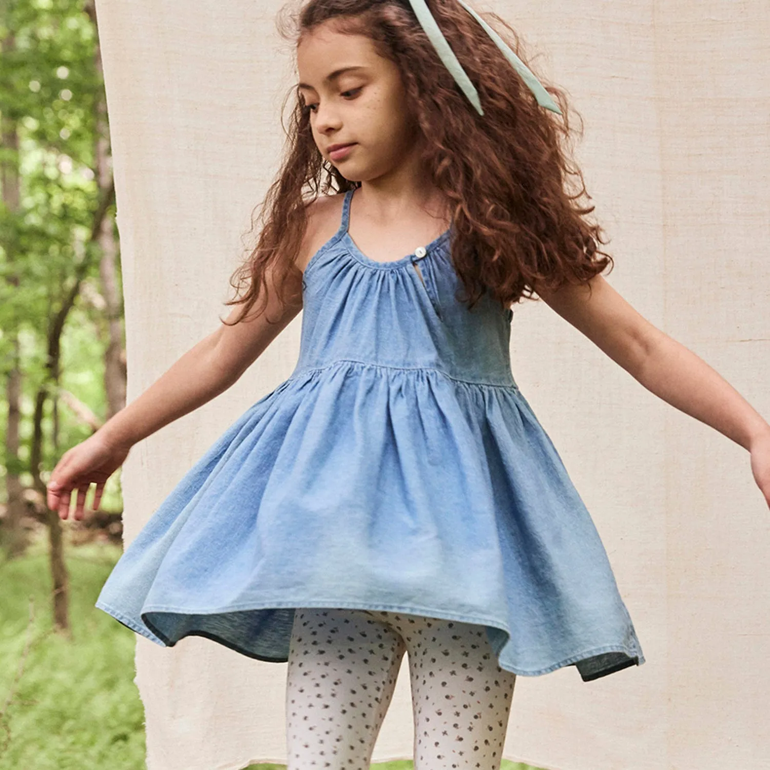 Baby & Kids Cotton/Linen Birdie Tunic - Chambray