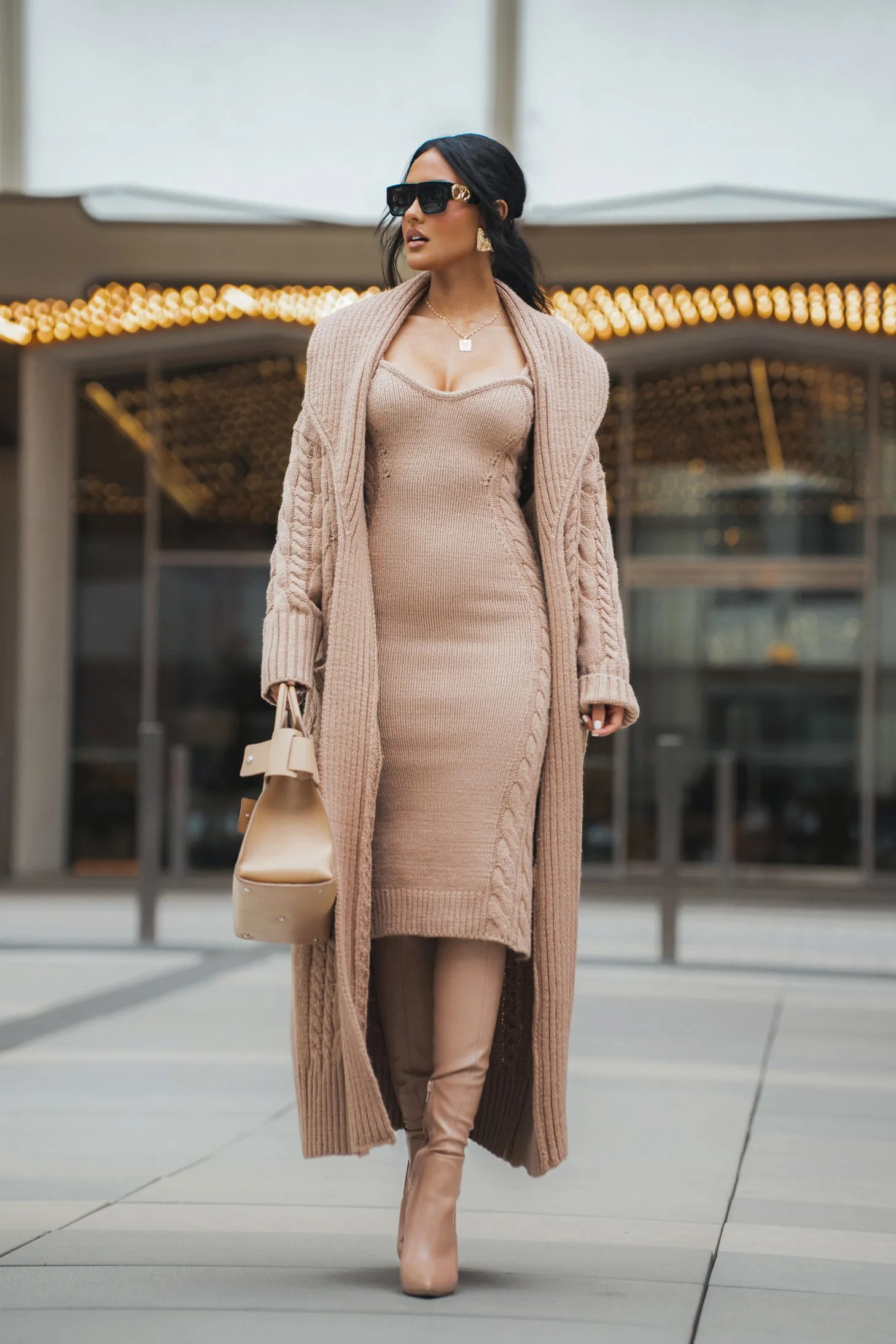 Beige Daria Sweater Knit Dress