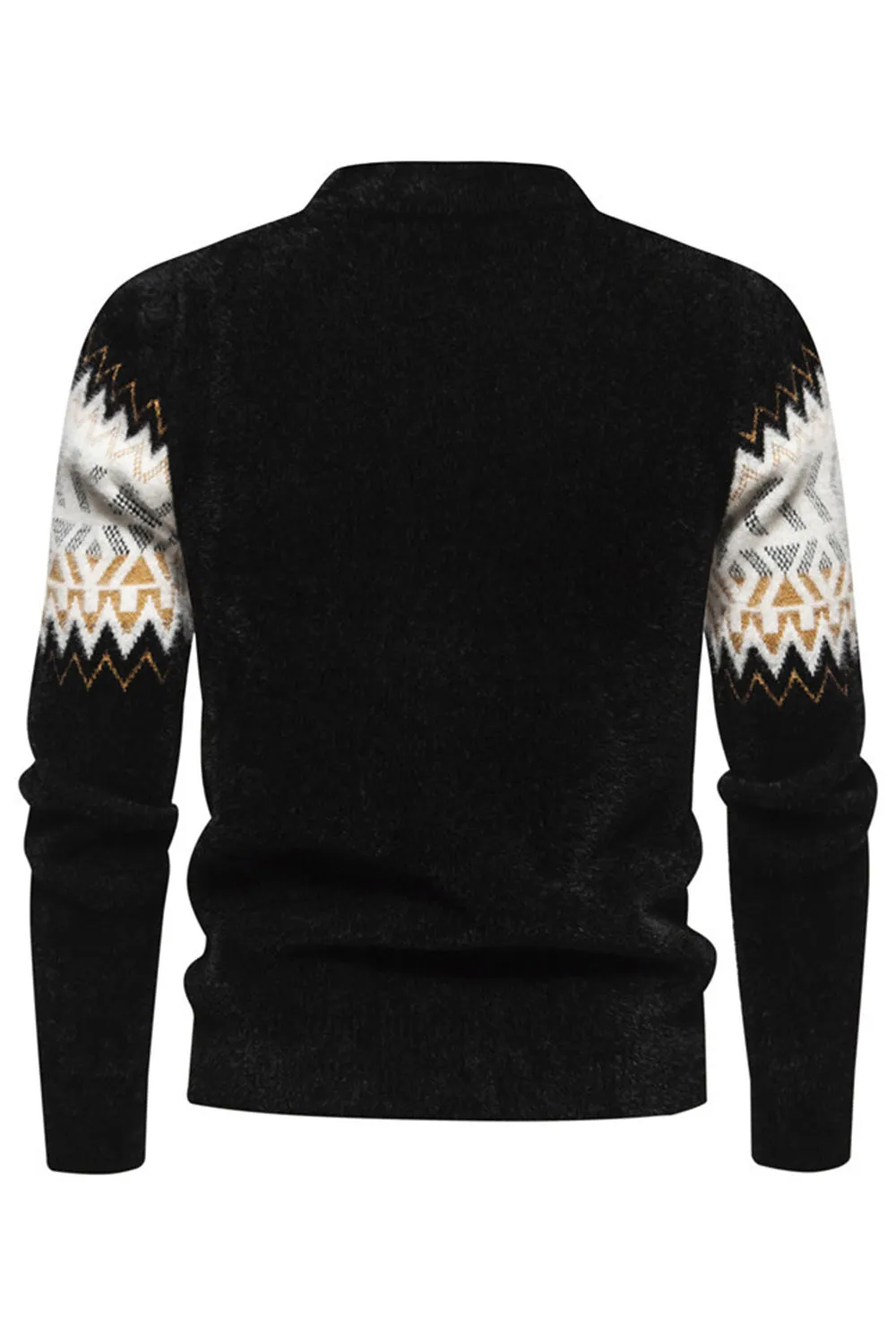 Black Colorblock Round Neck Slim Fit Men's Sweater Top