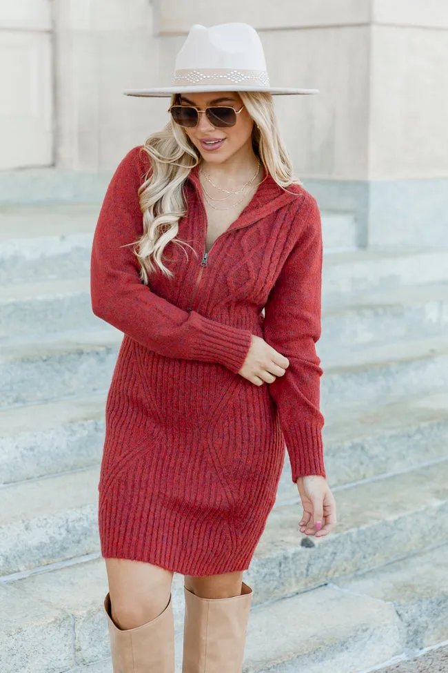 Blessing In Disguise Red Quarter Zip Sweater Mini Dress