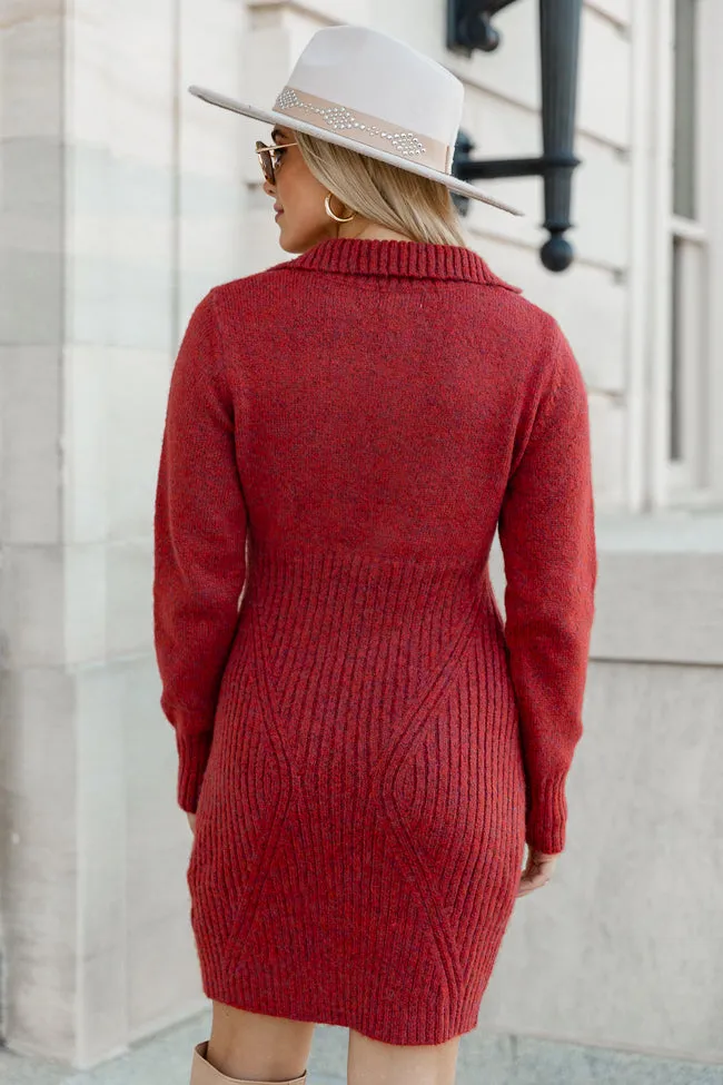 Blessing In Disguise Red Quarter Zip Sweater Mini Dress