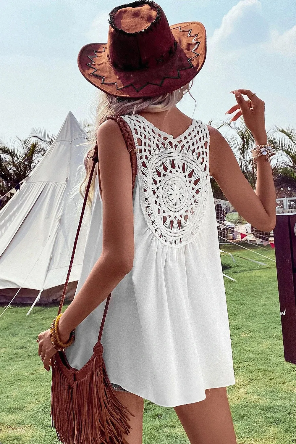 Bohemian Crochet Patchwork Sleeveless Tunic