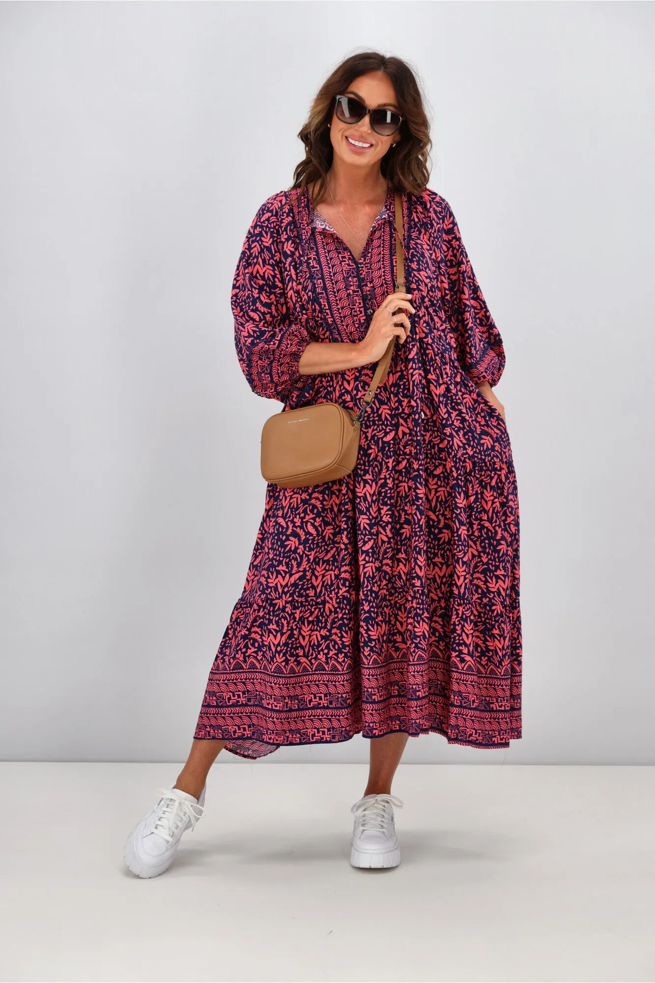 Boho Australia Embelia Dress Navy Red