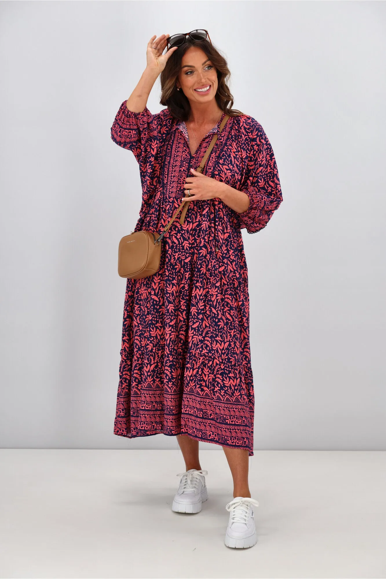 Boho Australia Embelia Dress Navy Red