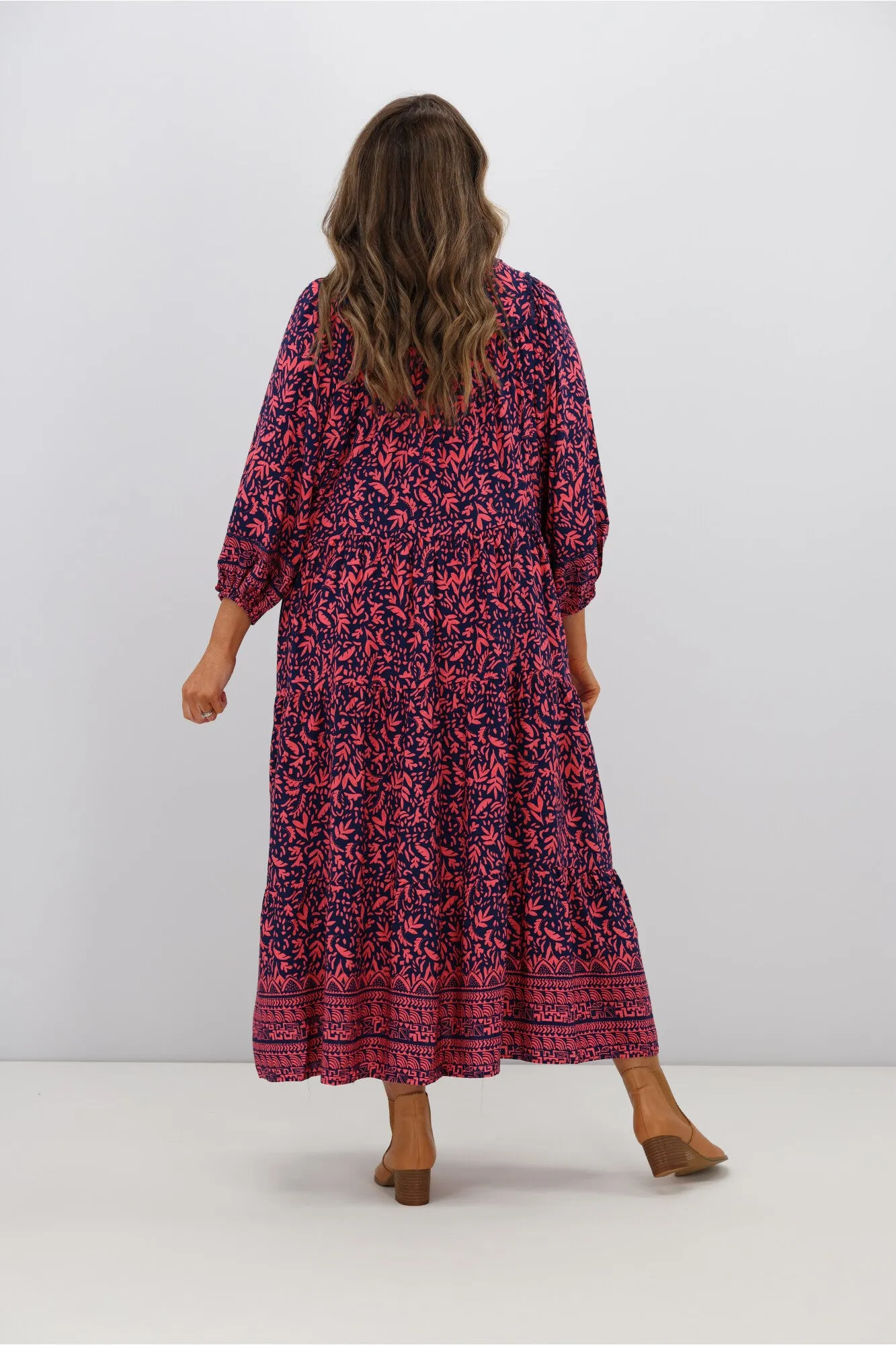 Boho Australia Embelia Dress Navy Red