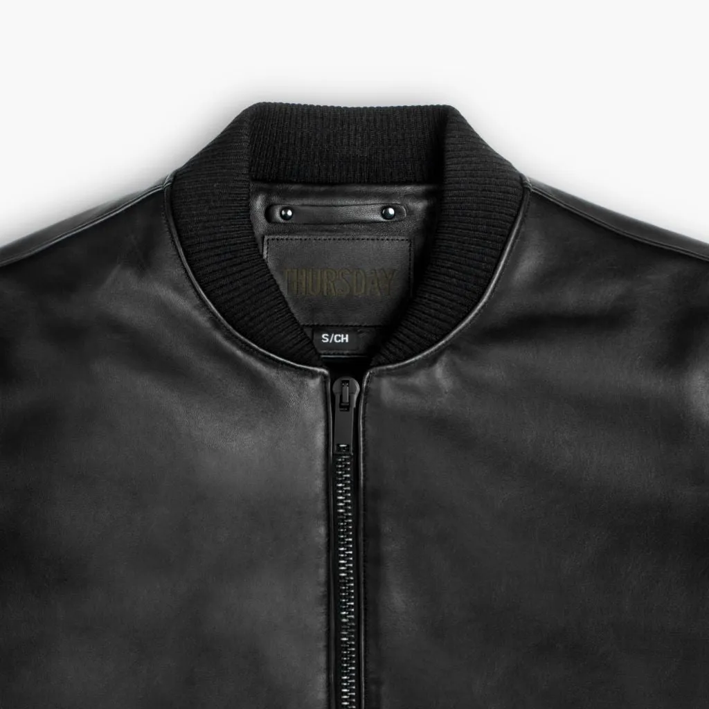 Black Bomber Jacket with Enhanced Features