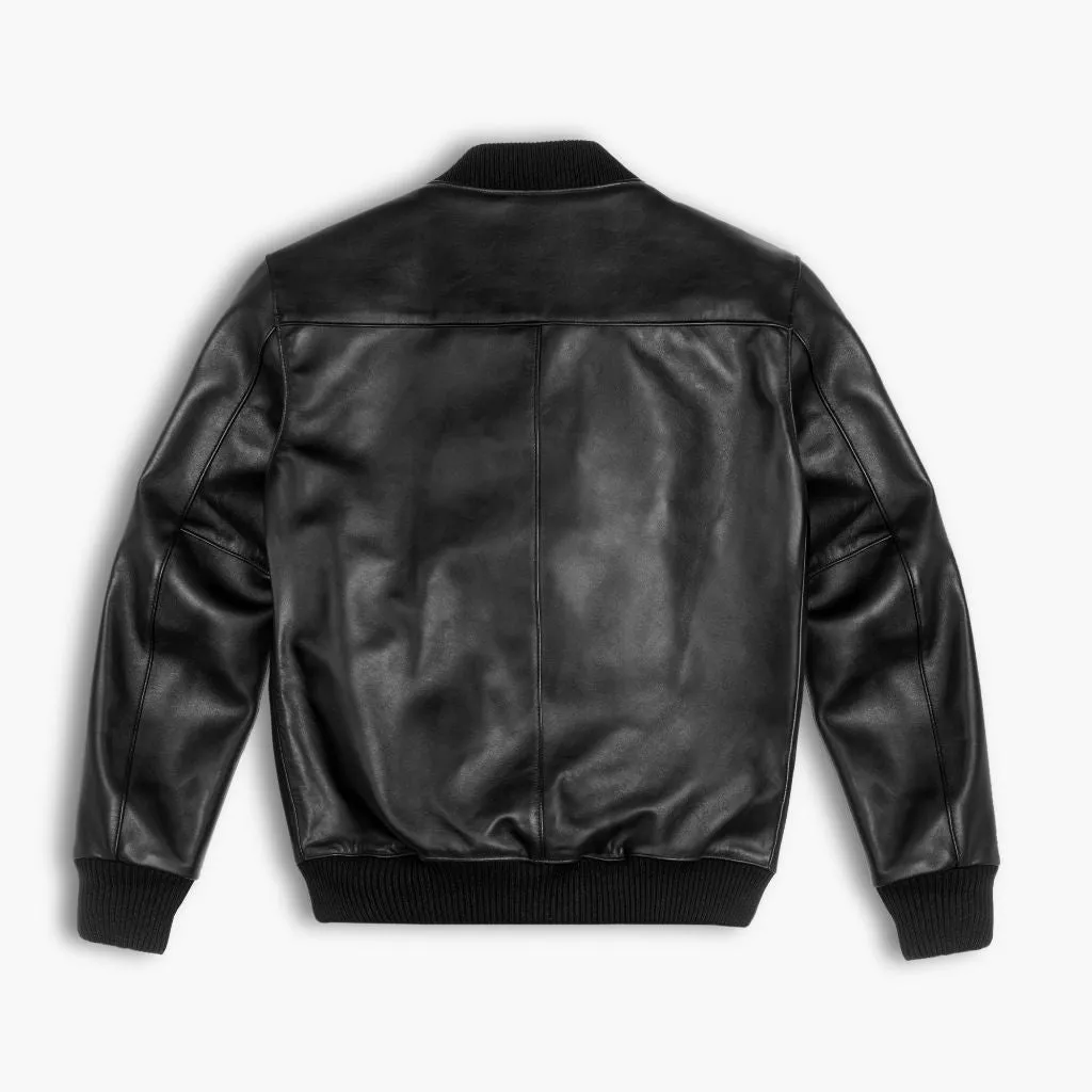 Black Bomber Jacket with Enhanced Features