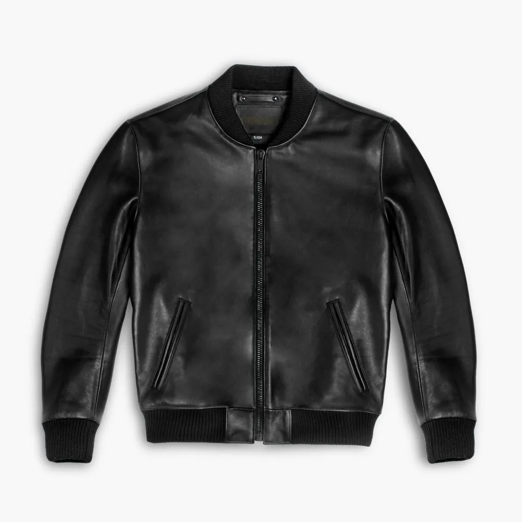 Black Bomber Jacket with Enhanced Features