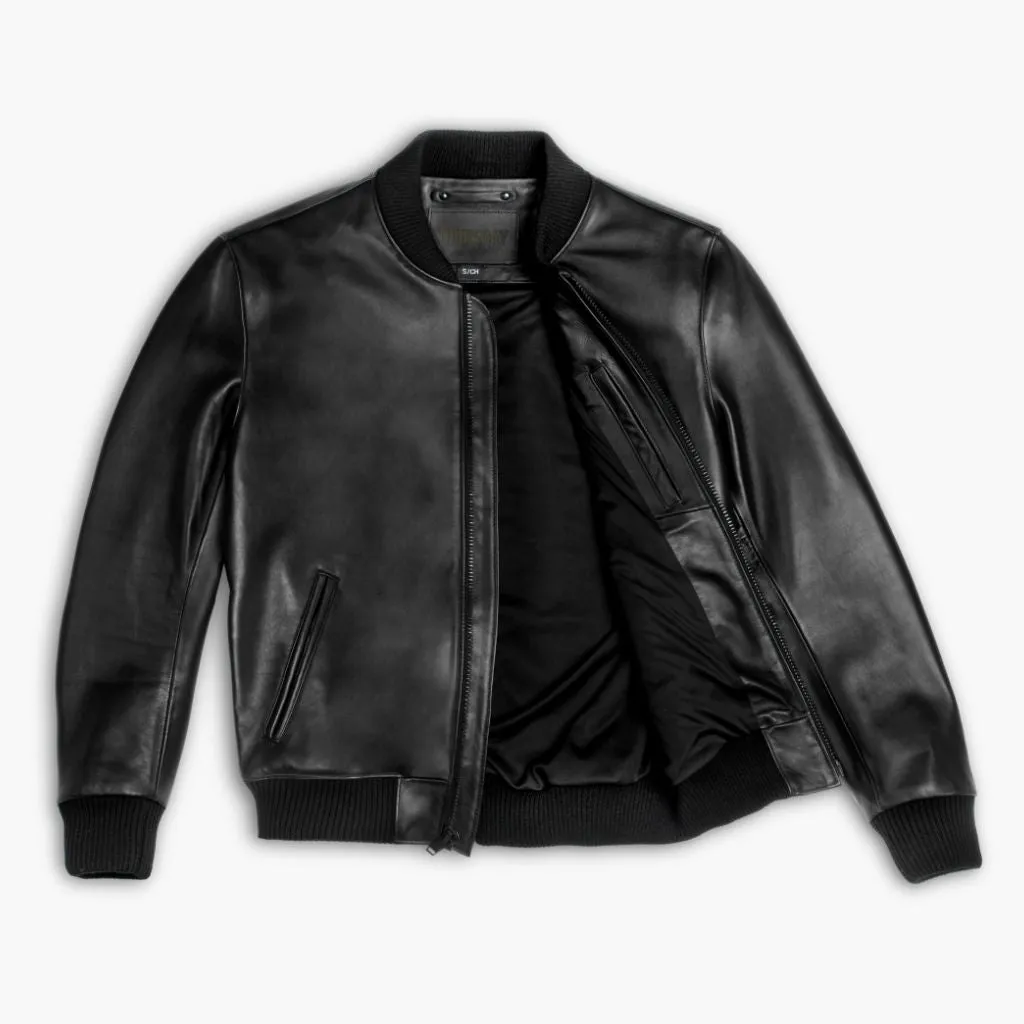 Black Bomber Jacket with Enhanced Features