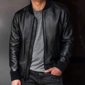 Black Bomber Jacket with Enhanced Features