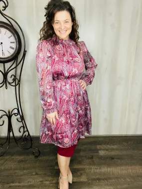 Burgundy Paisley & Shine Tunic/Dress