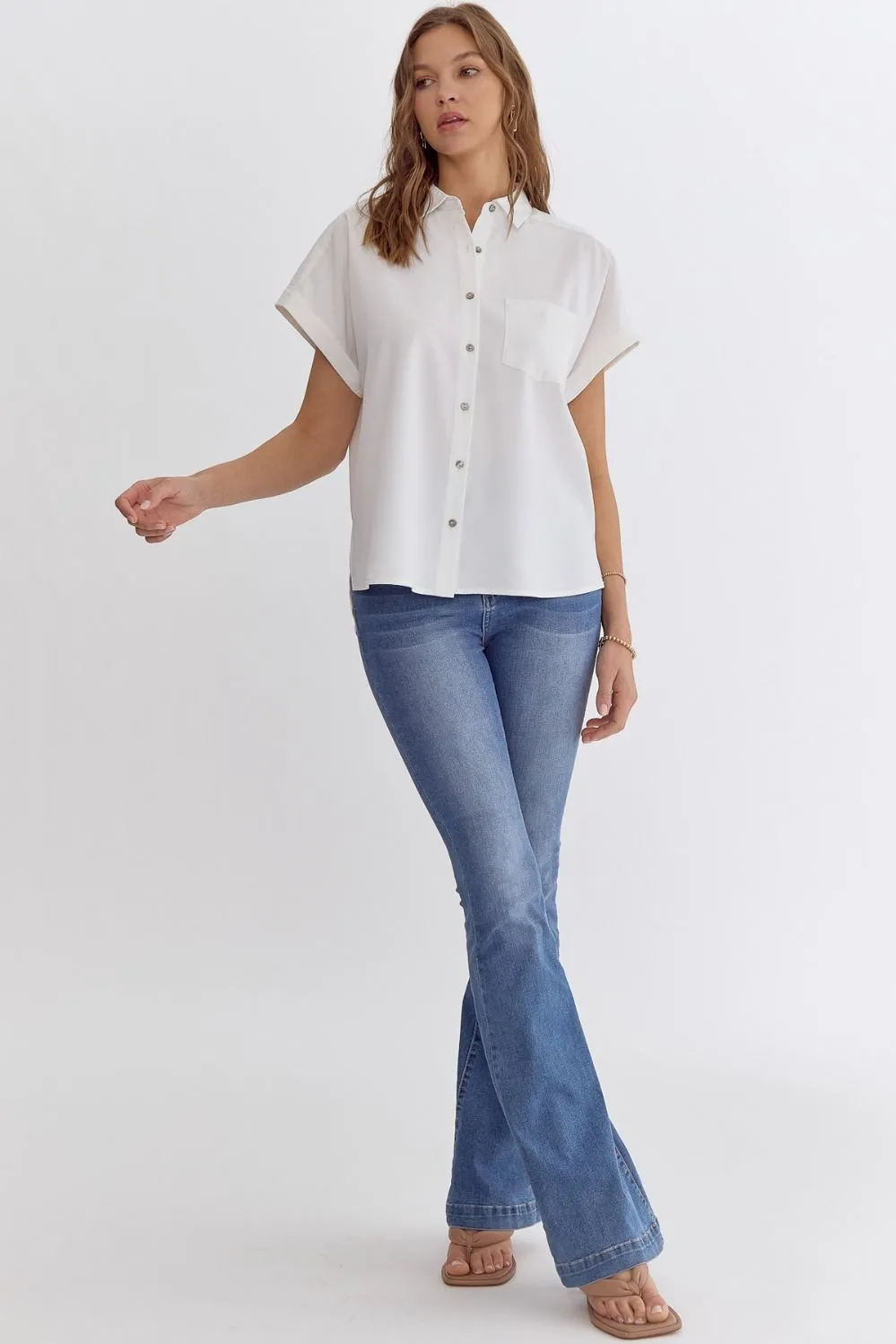 Button Down Perfection Off White Top