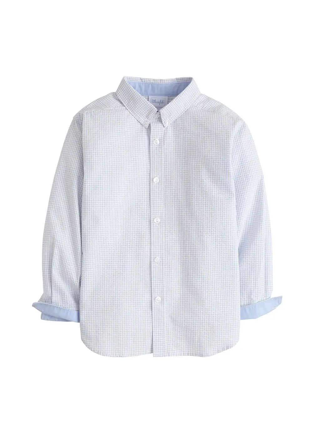 Button Down Shirt - Light Blue Seersucker Gingham