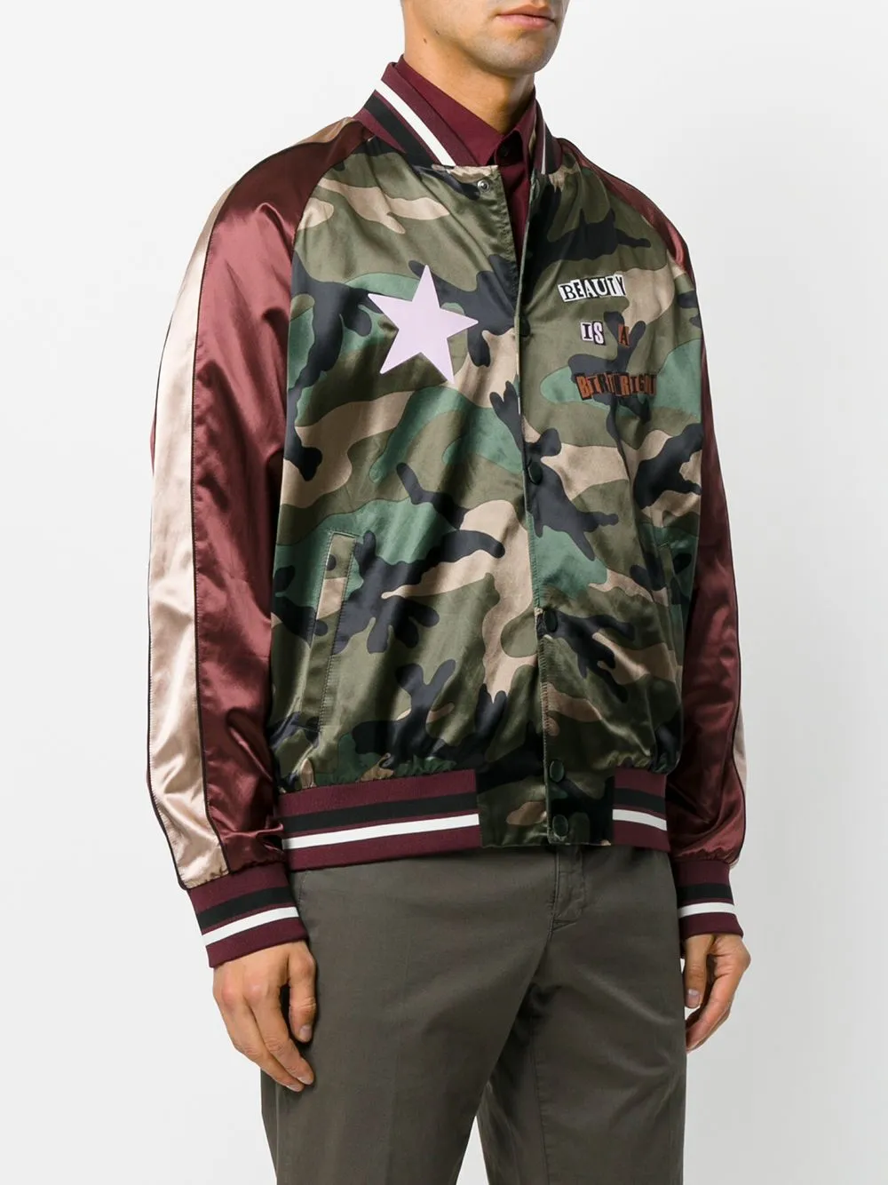 Camouflage Satin Bomber