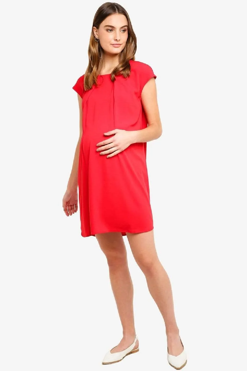 Cap Sleeves Corissa Red Nursing Dress