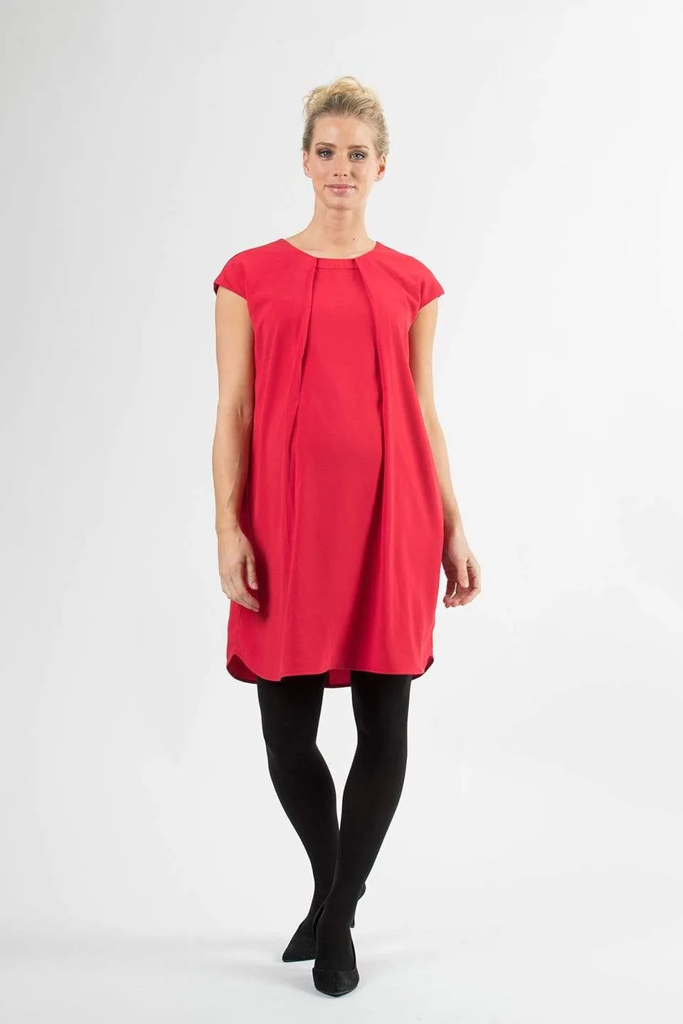 Cap Sleeves Corissa Red Nursing Dress