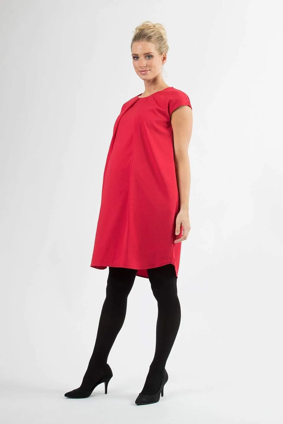 Cap Sleeves Corissa Red Nursing Dress