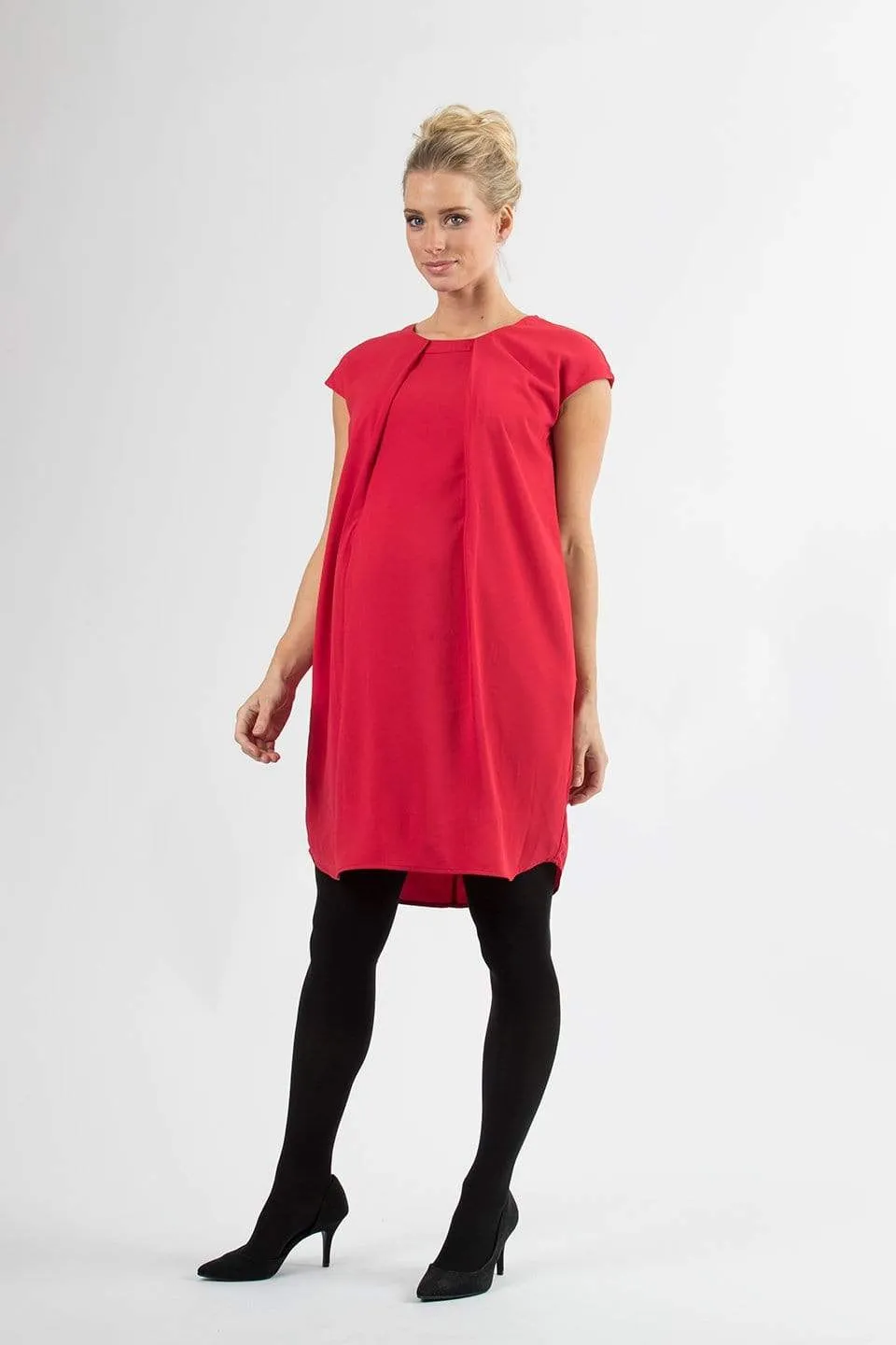 Cap Sleeves Corissa Red Nursing Dress