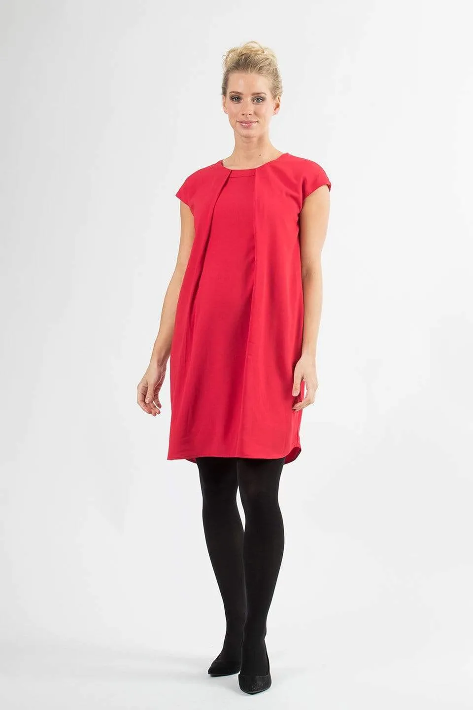 Cap Sleeves Corissa Red Nursing Dress