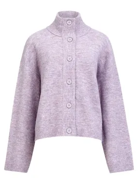 Carice Knit Button Down Jumper - Lavender Marl