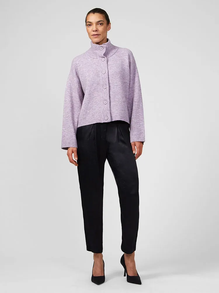 Carice Knit Button Down Jumper - Lavender Marl