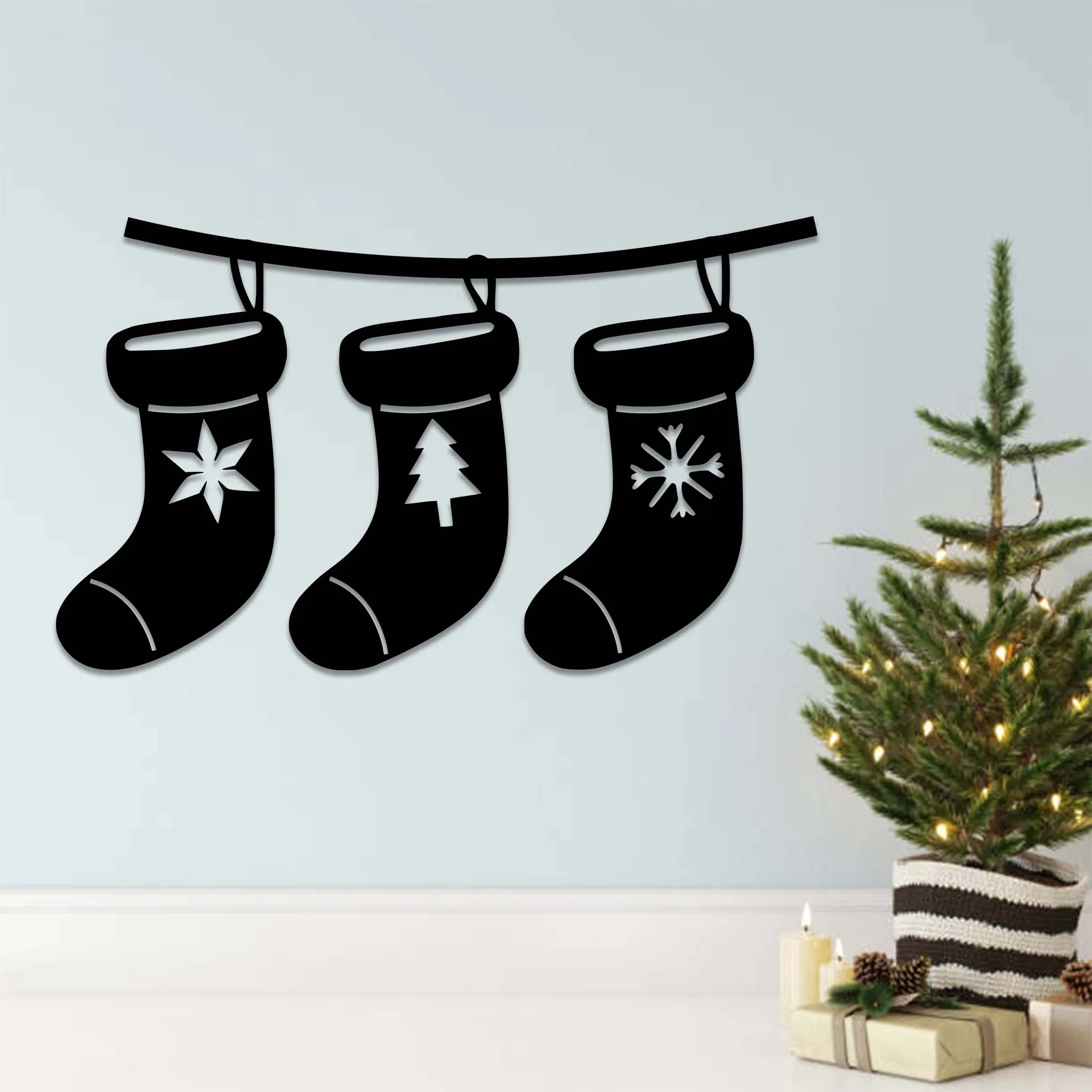 Christmas Stockings - Metal Wall Art