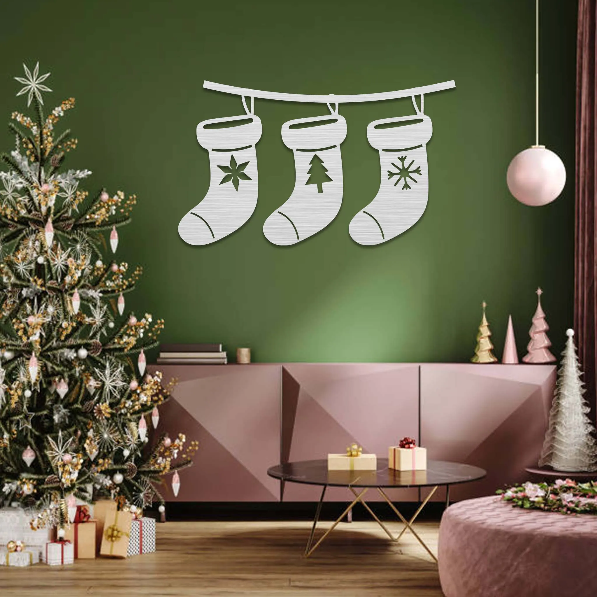 Christmas Stockings - Metal Wall Art