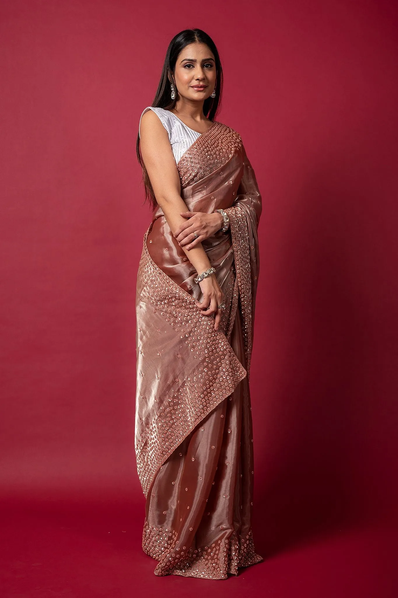 Cocktail Cinnaber Saree