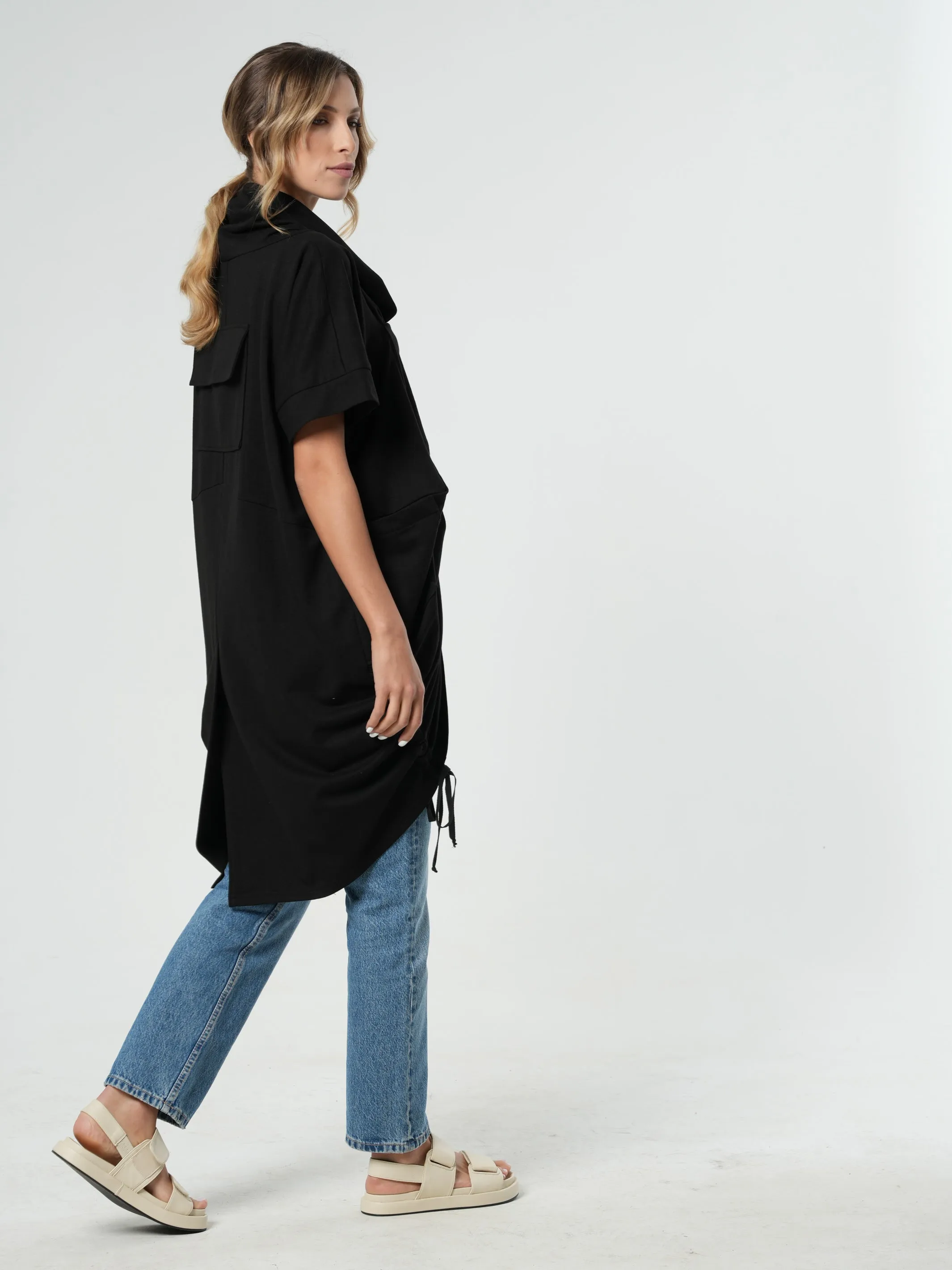 Extravagant Draped Black Tunic