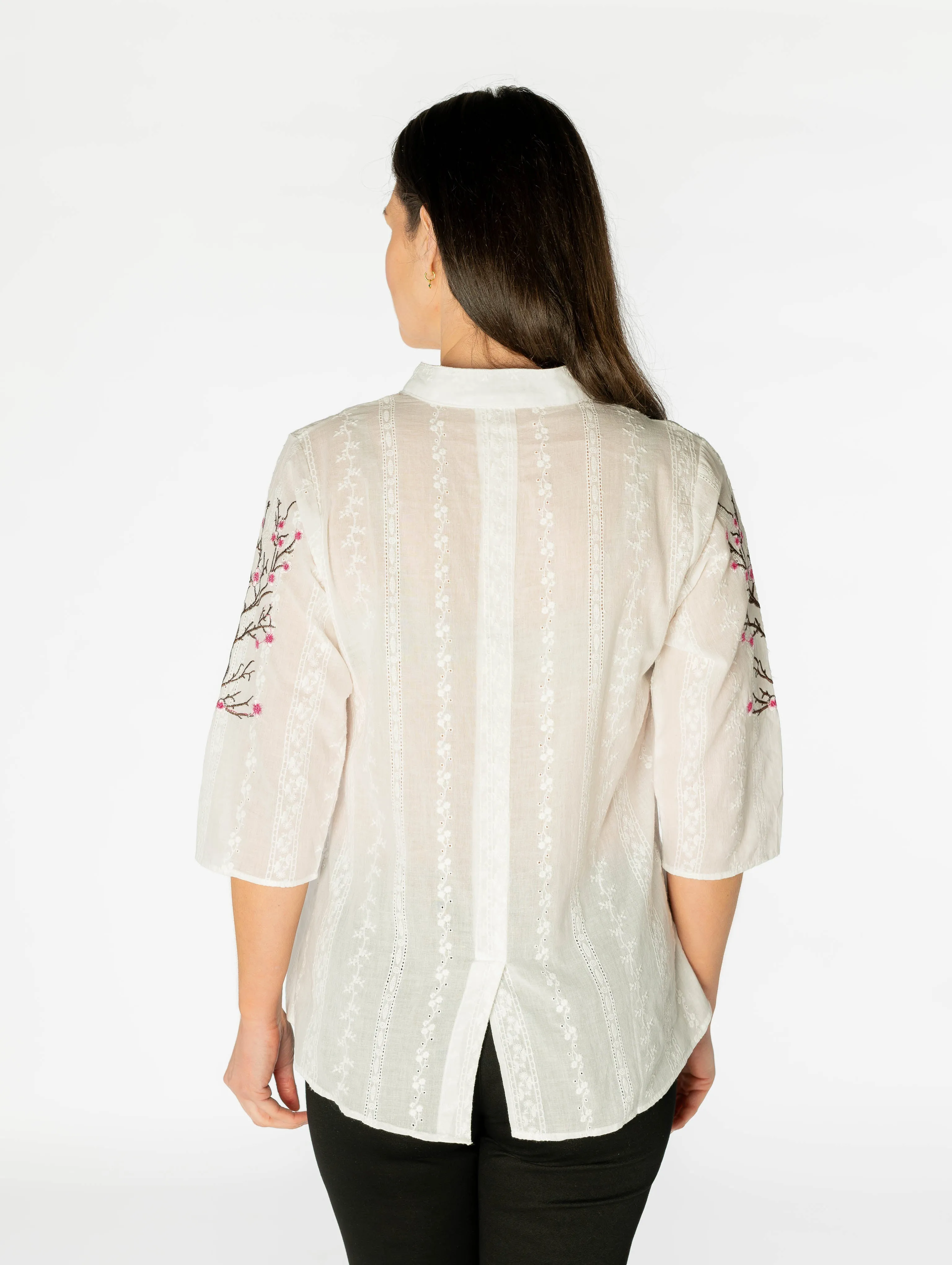 Floral embroidery tunic