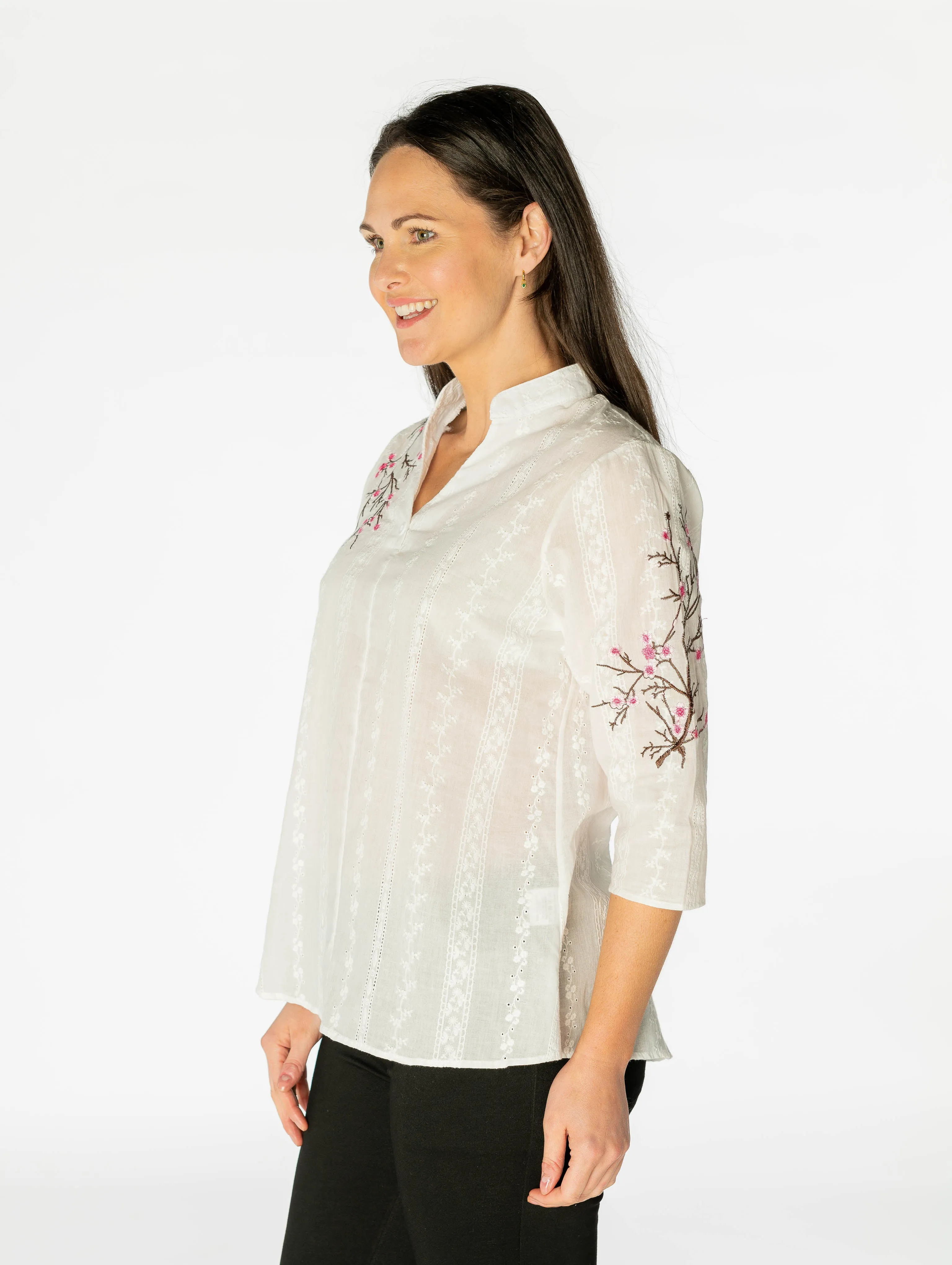 Floral embroidery tunic