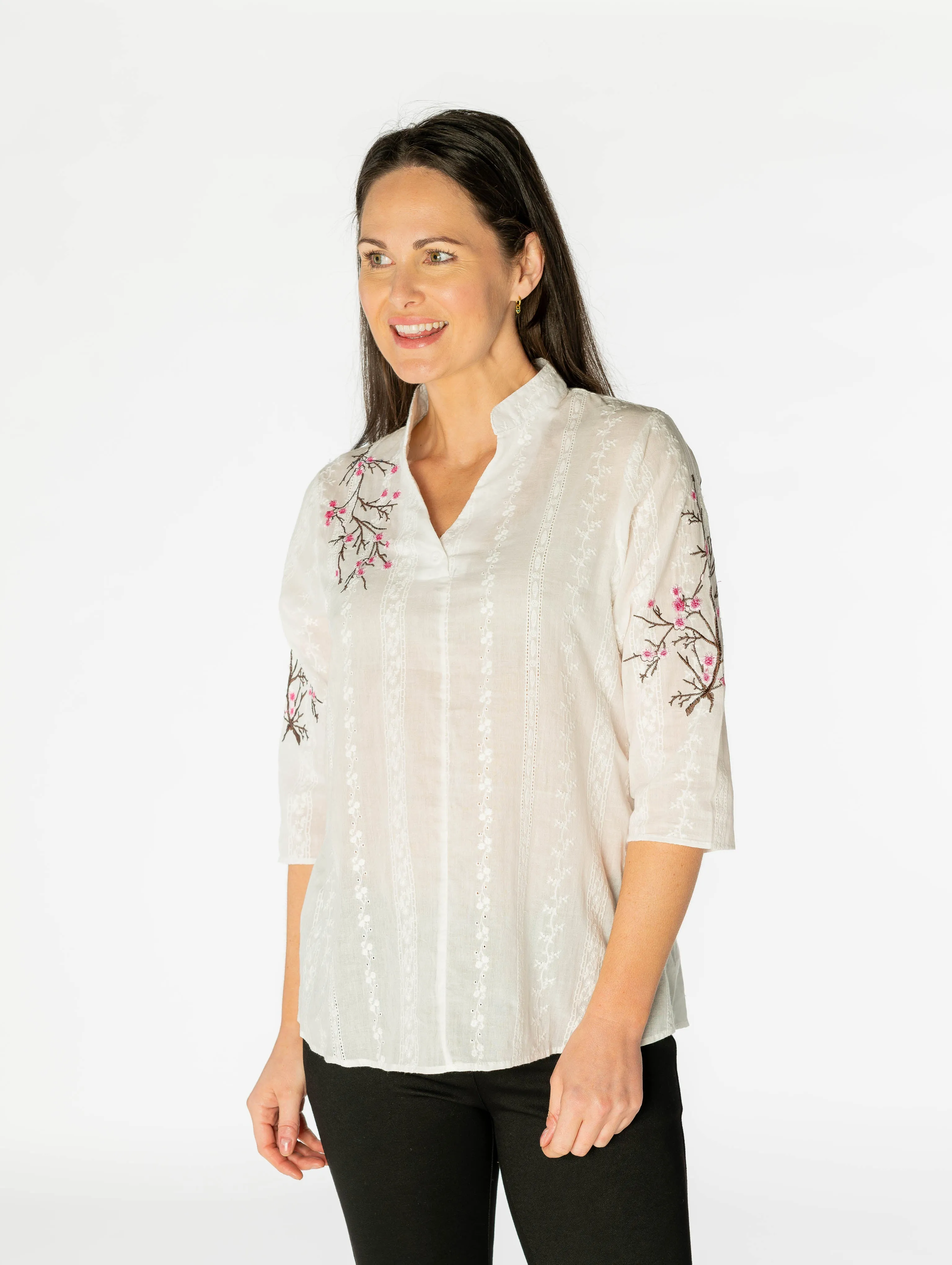 Floral embroidery tunic