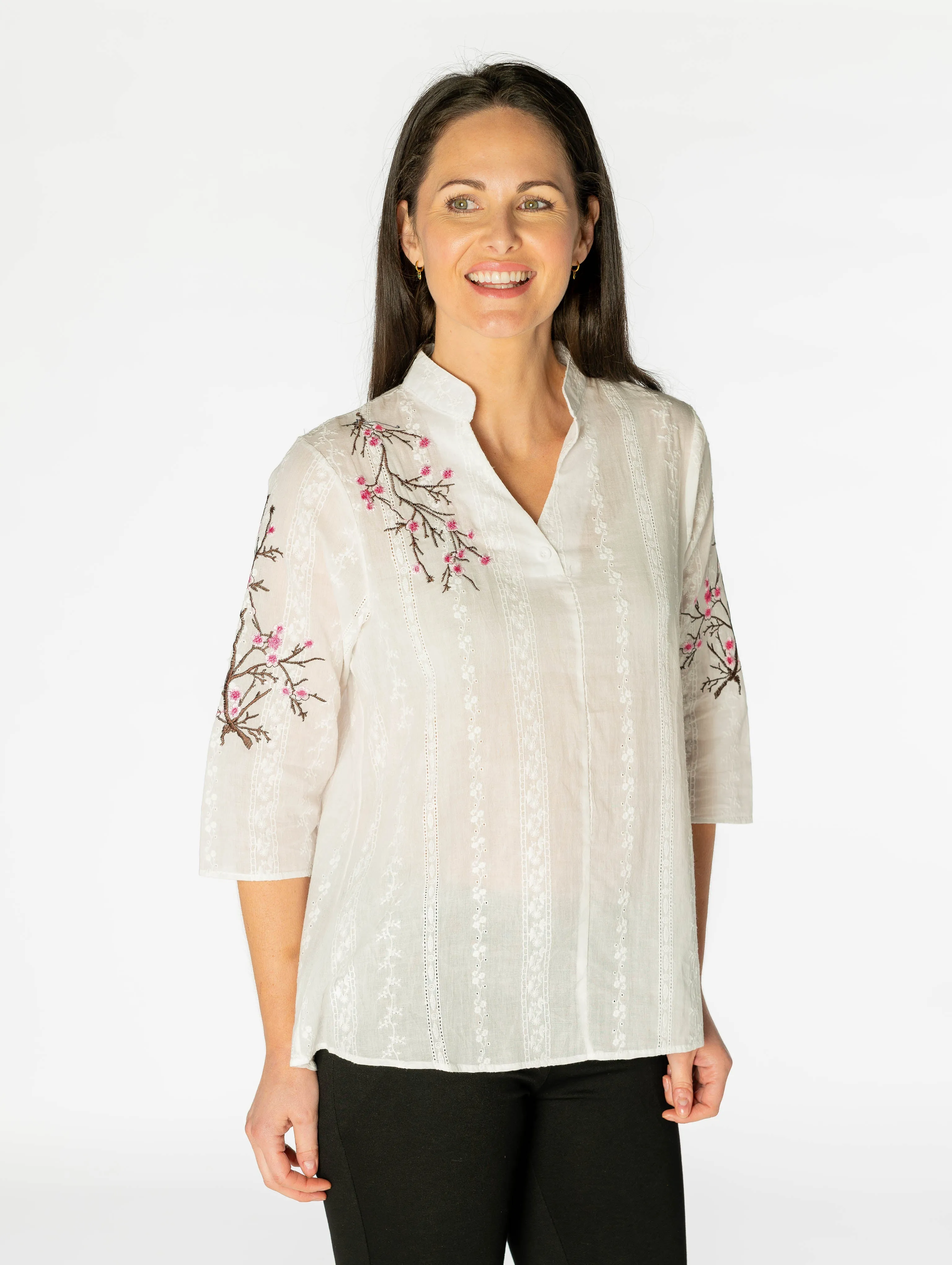 Floral embroidery tunic