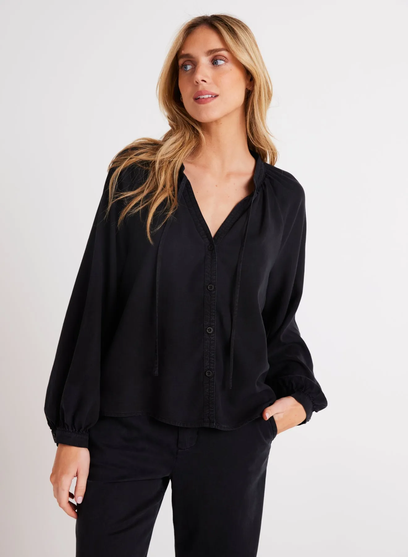 Full Sleeve Raglan Button Down - Vintage Black