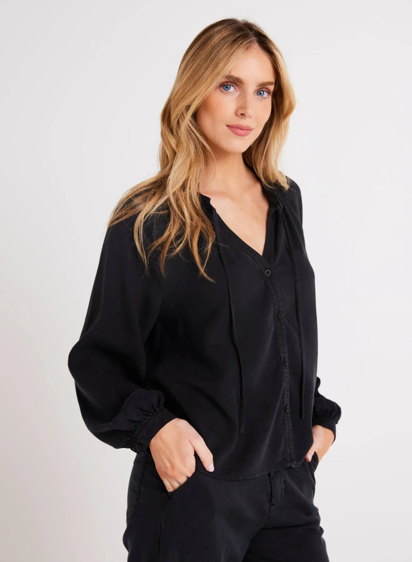 Full Sleeve Raglan Button Down - Vintage Black