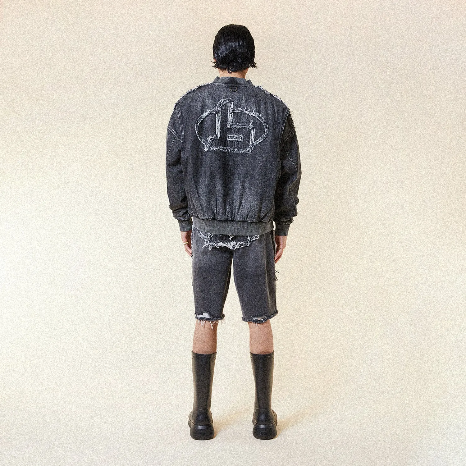 FUTURE BOY DENIM MA1 BOMBER JACKET - WASHED BLACK