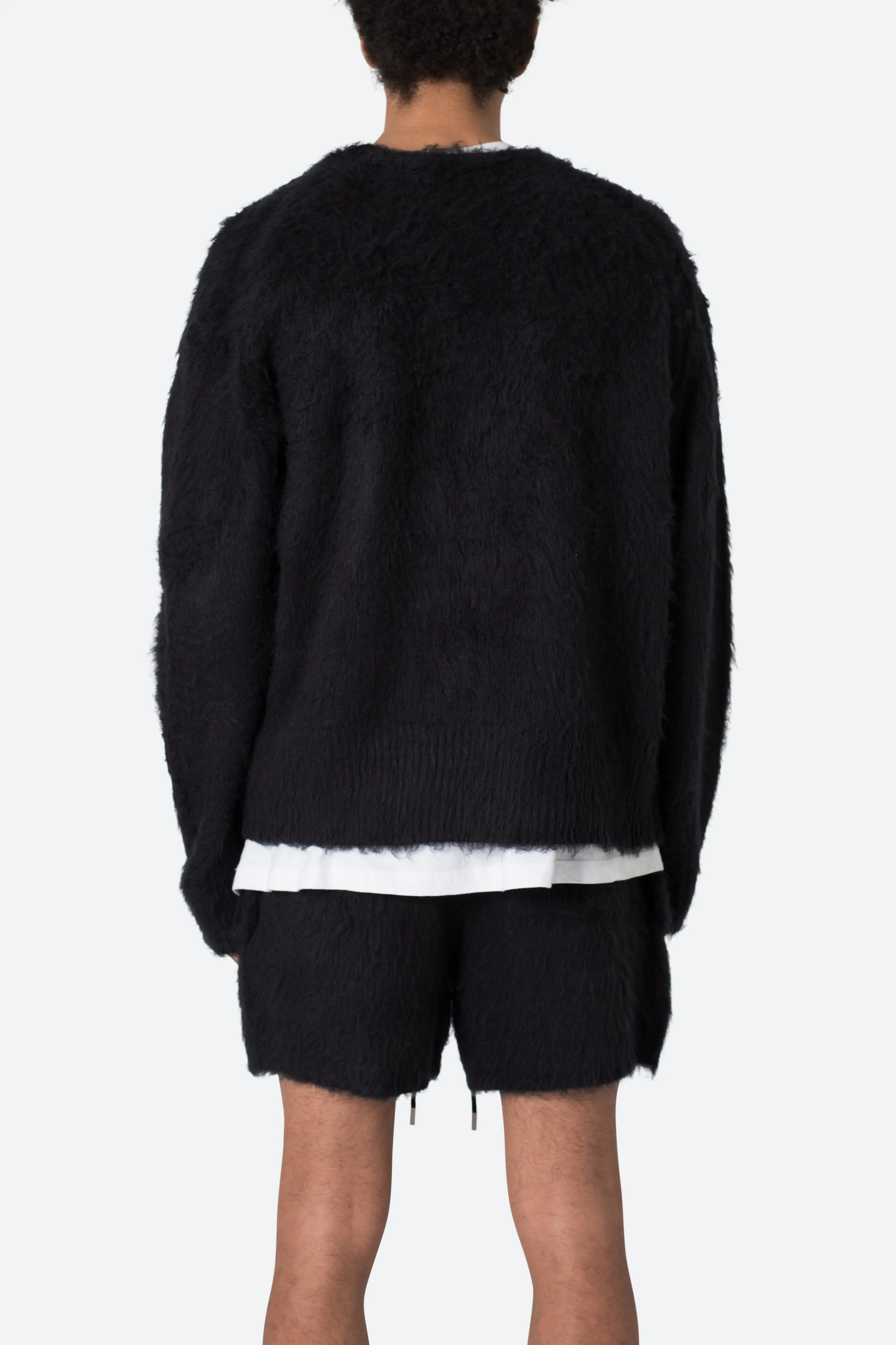 Fuzzy Cardigan Sweater - Black