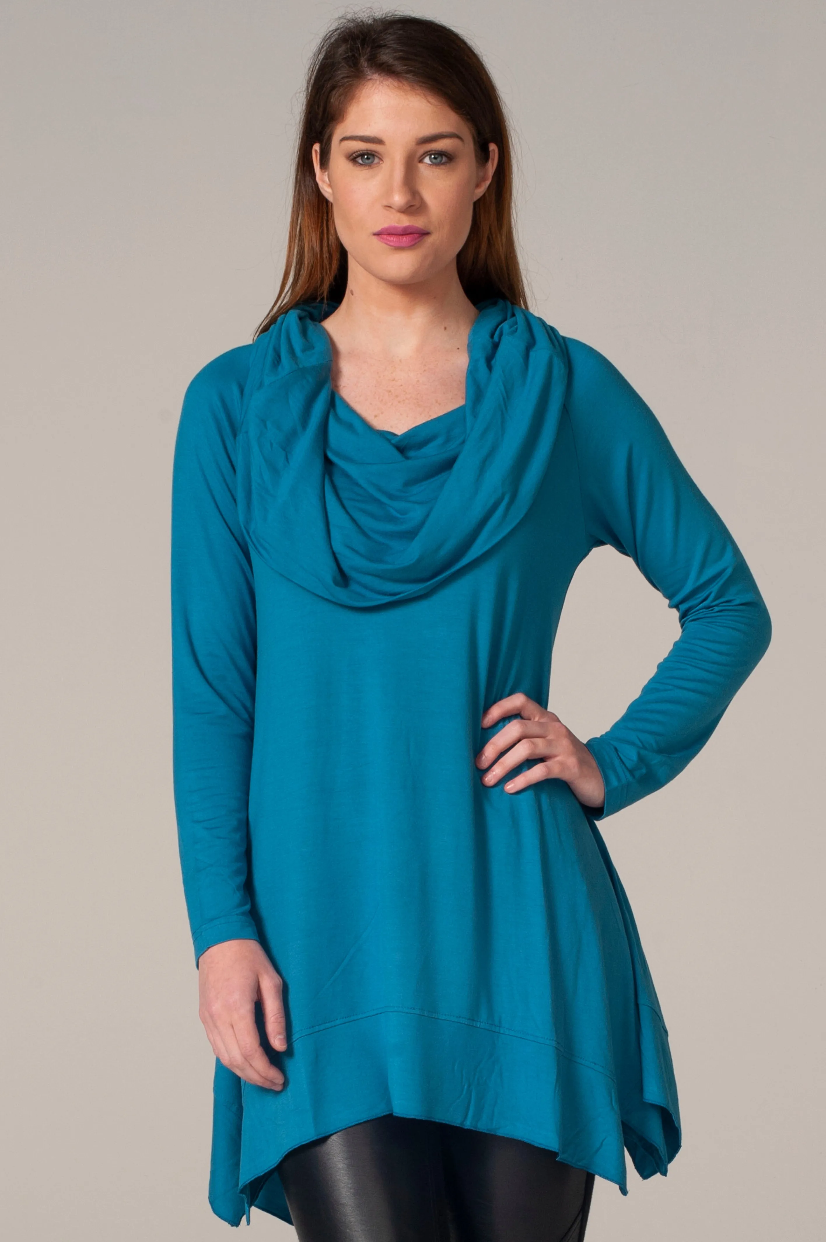 Hailey Cowl Neck Mocha Stripe Tunic