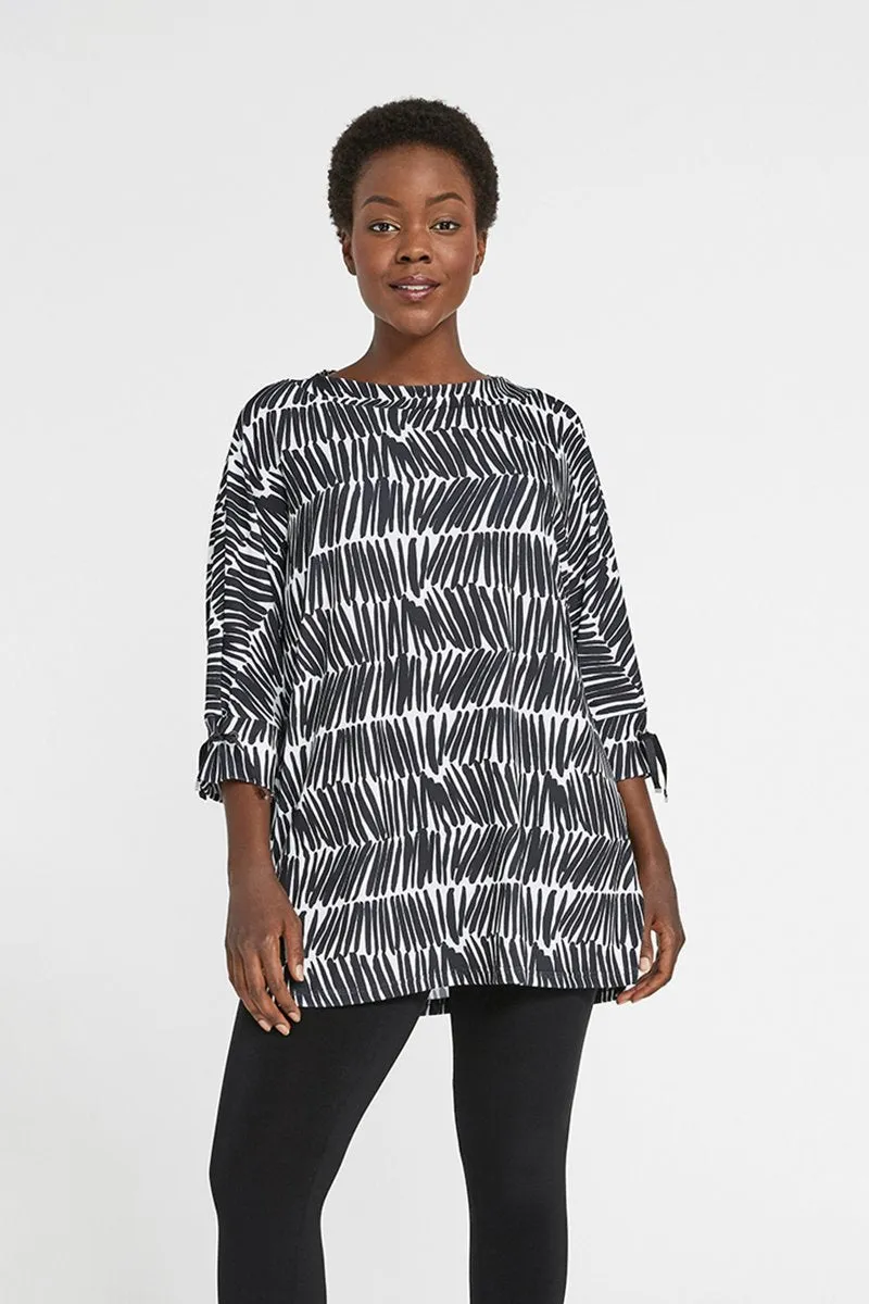 Halo Tie Cuff Tunic | Shifted Stripe