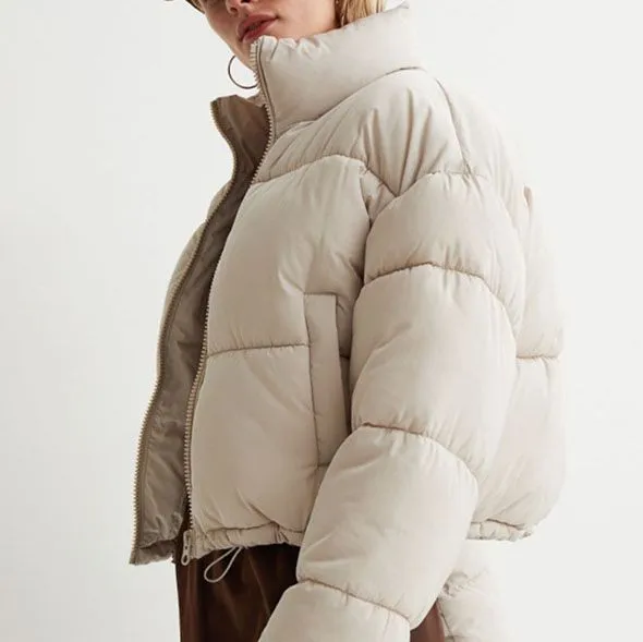 High Collar Oversized Puffy Puffer Bomber Jacket Padded