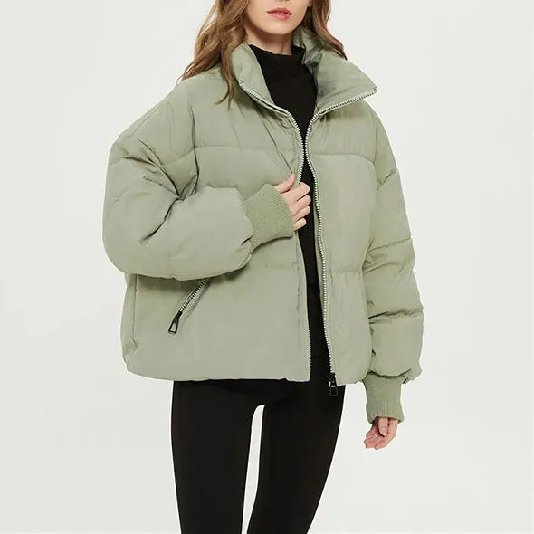 High Collar Oversized Puffy Puffer Bomber Jacket Padded